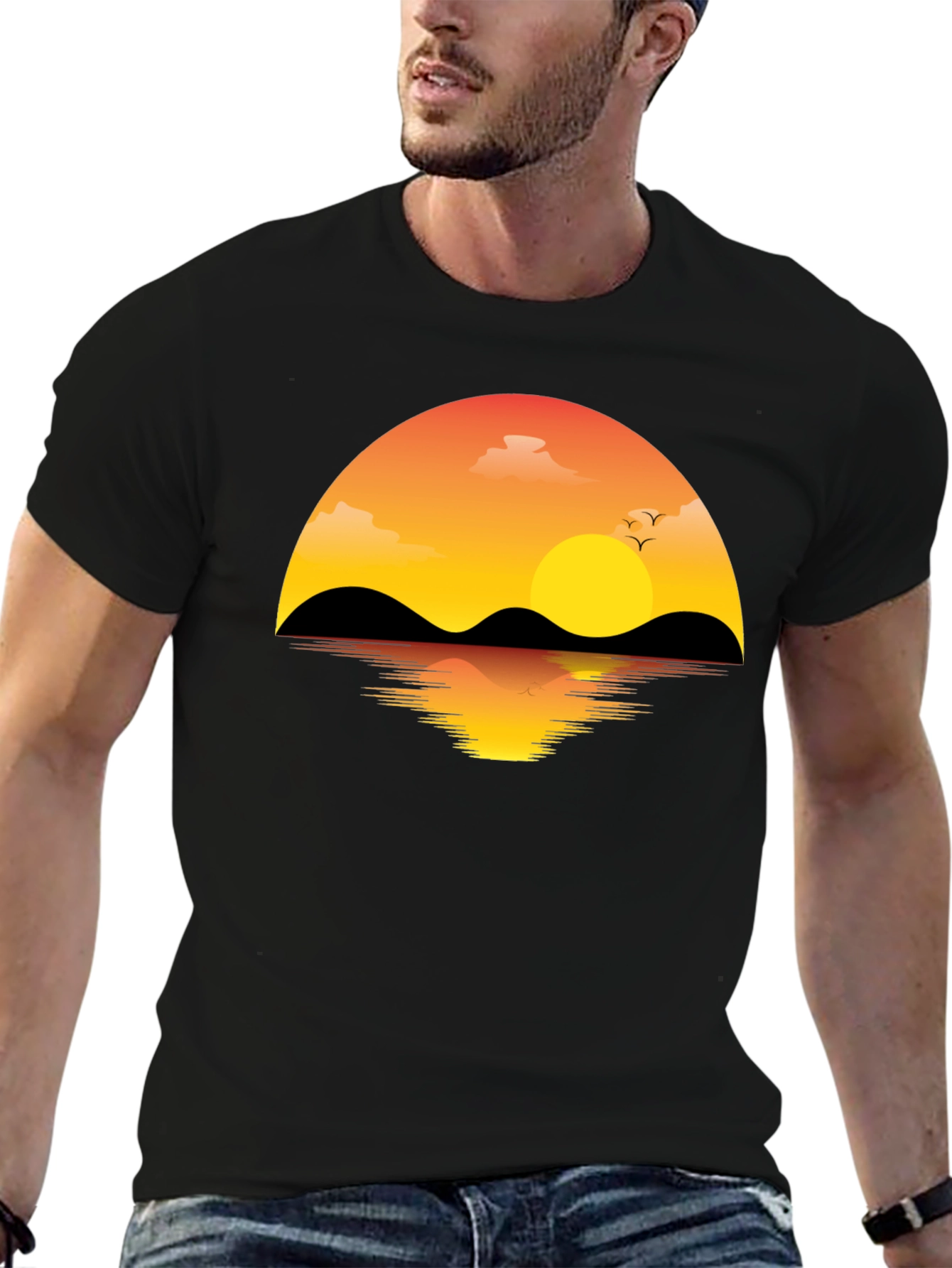 Sunset Graphic T-Shirt - Mens Black Tee