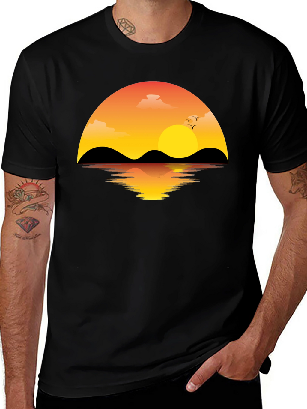 Sunset Graphic T-Shirt - Mens Black Tee