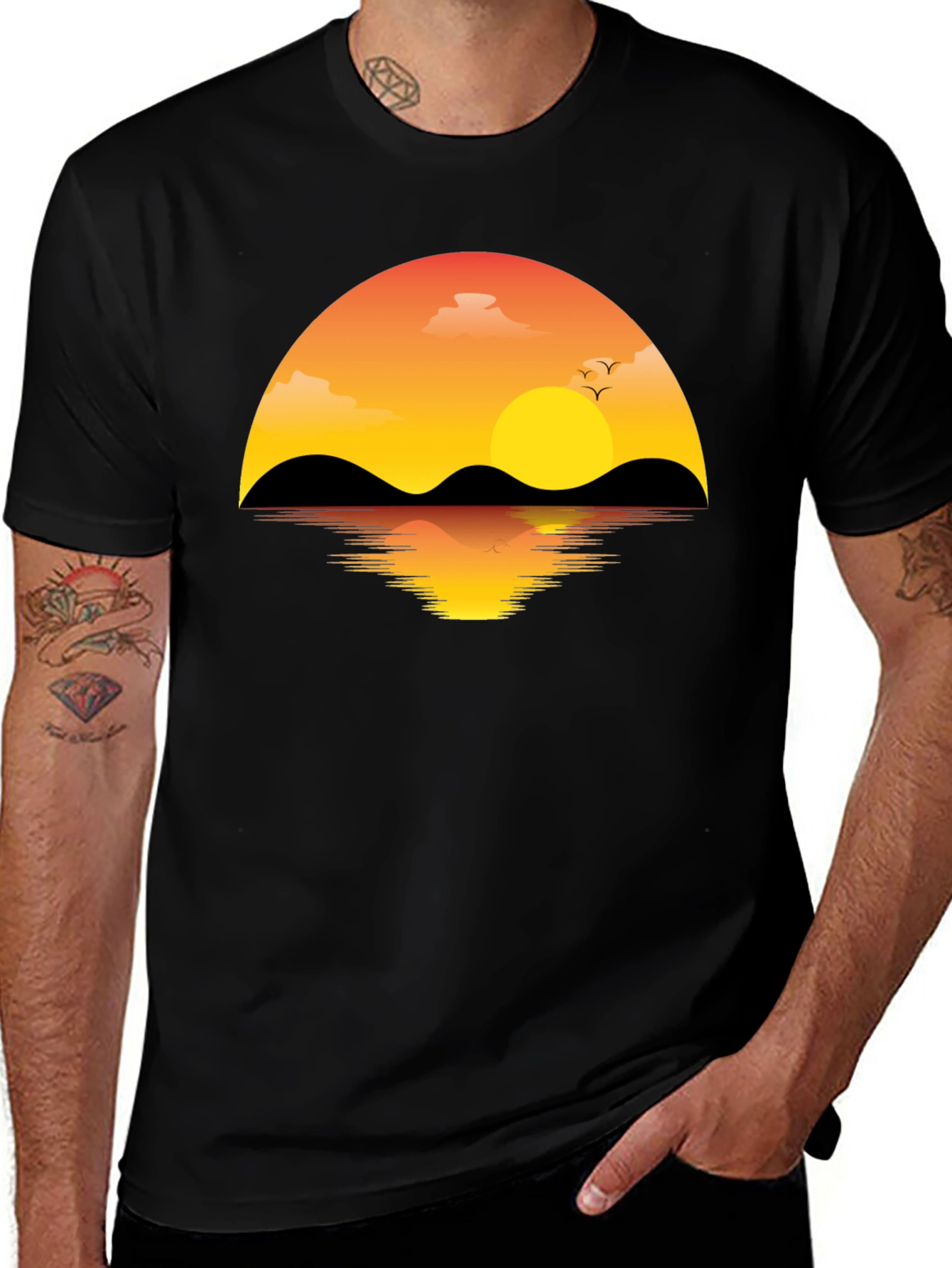 Sunset Graphic T-Shirt - Mens Black Tee