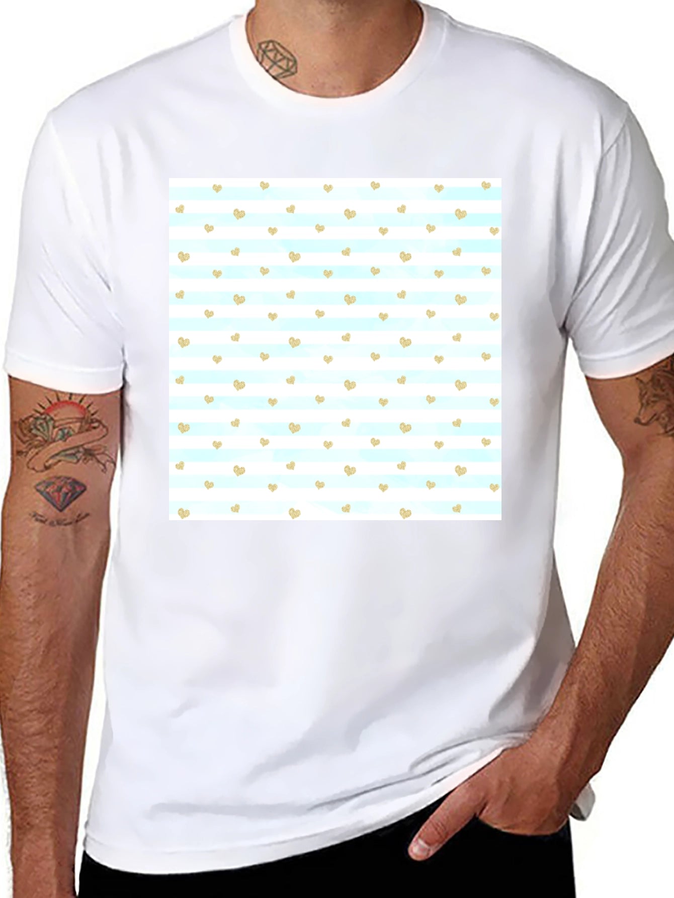 Heart Pattern T-Shirt - Stylish Mens Tee