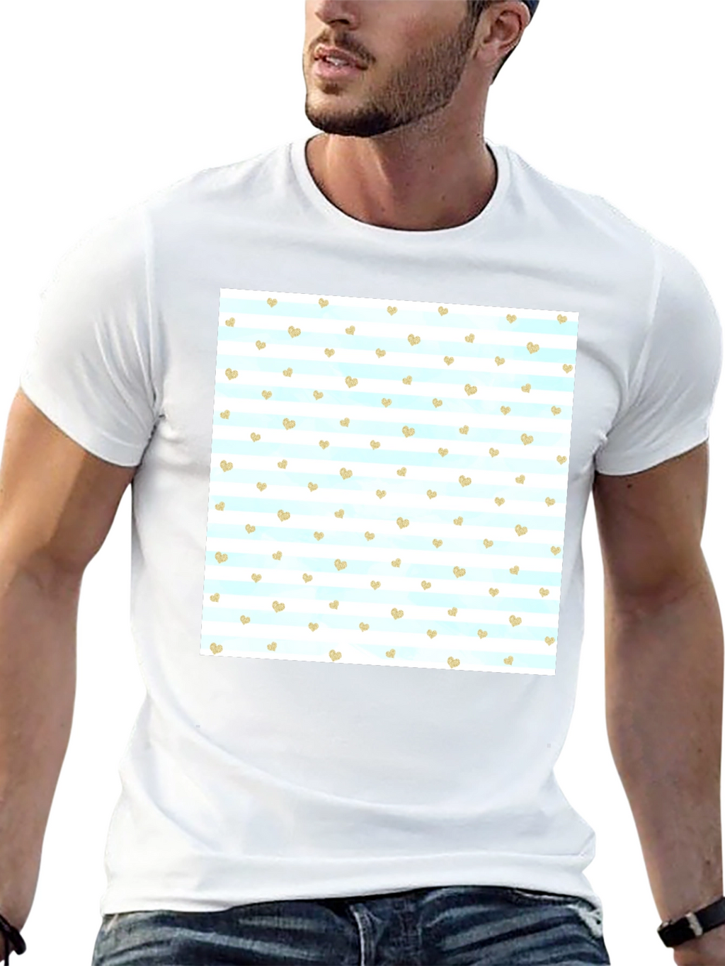 Heart Pattern T-Shirt - Stylish Mens Tee