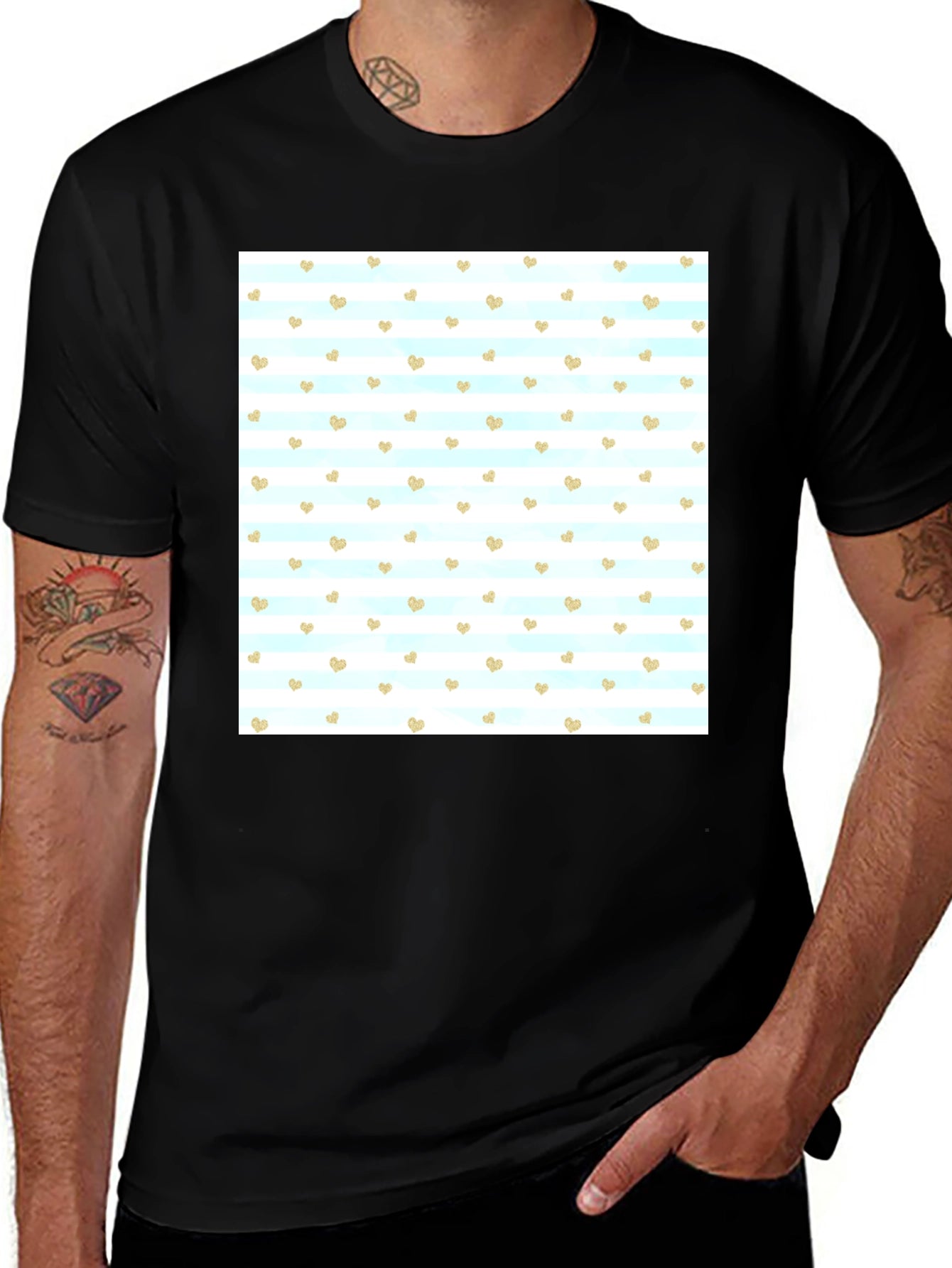 Heart Pattern T-Shirt - Stylish Mens Tee