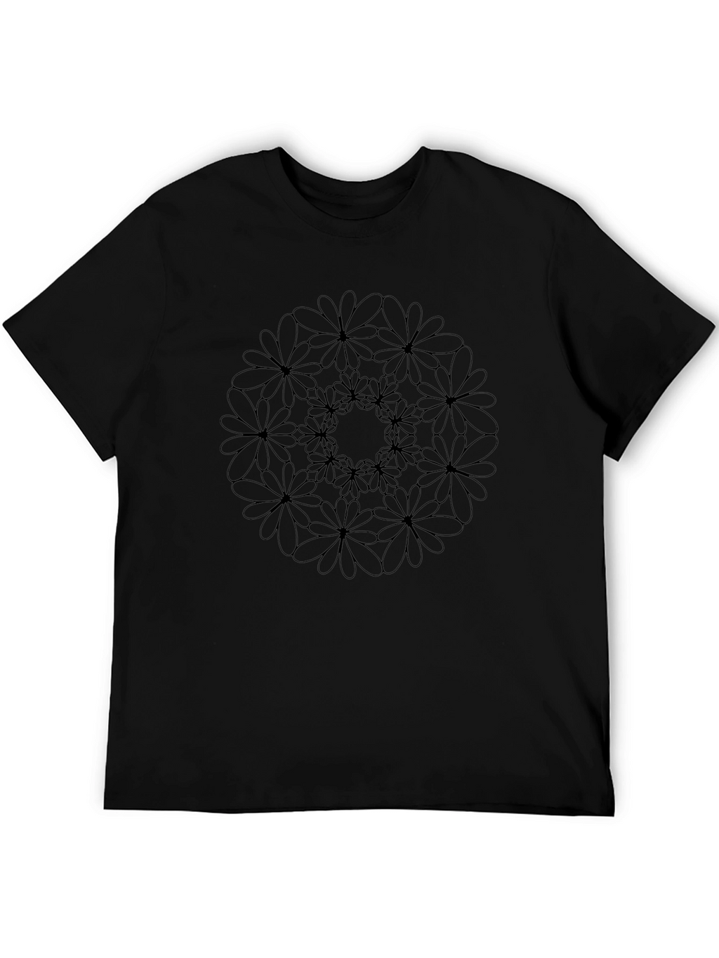 Floral Mandala Black T-Shirt - Unique Design