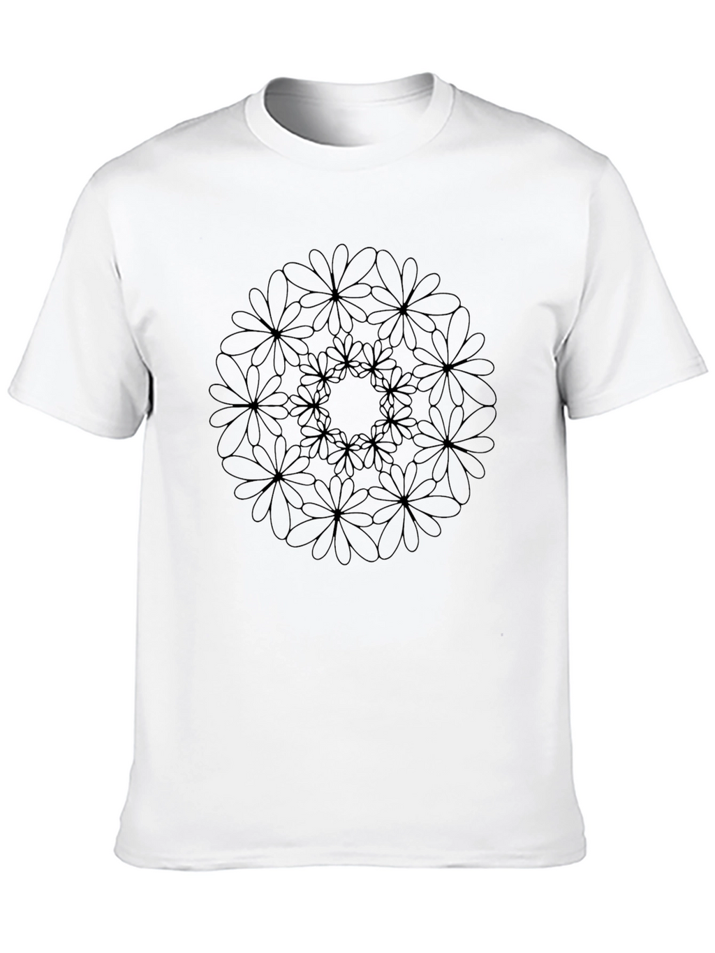 Floral Mandala Black T-Shirt - Unique Design