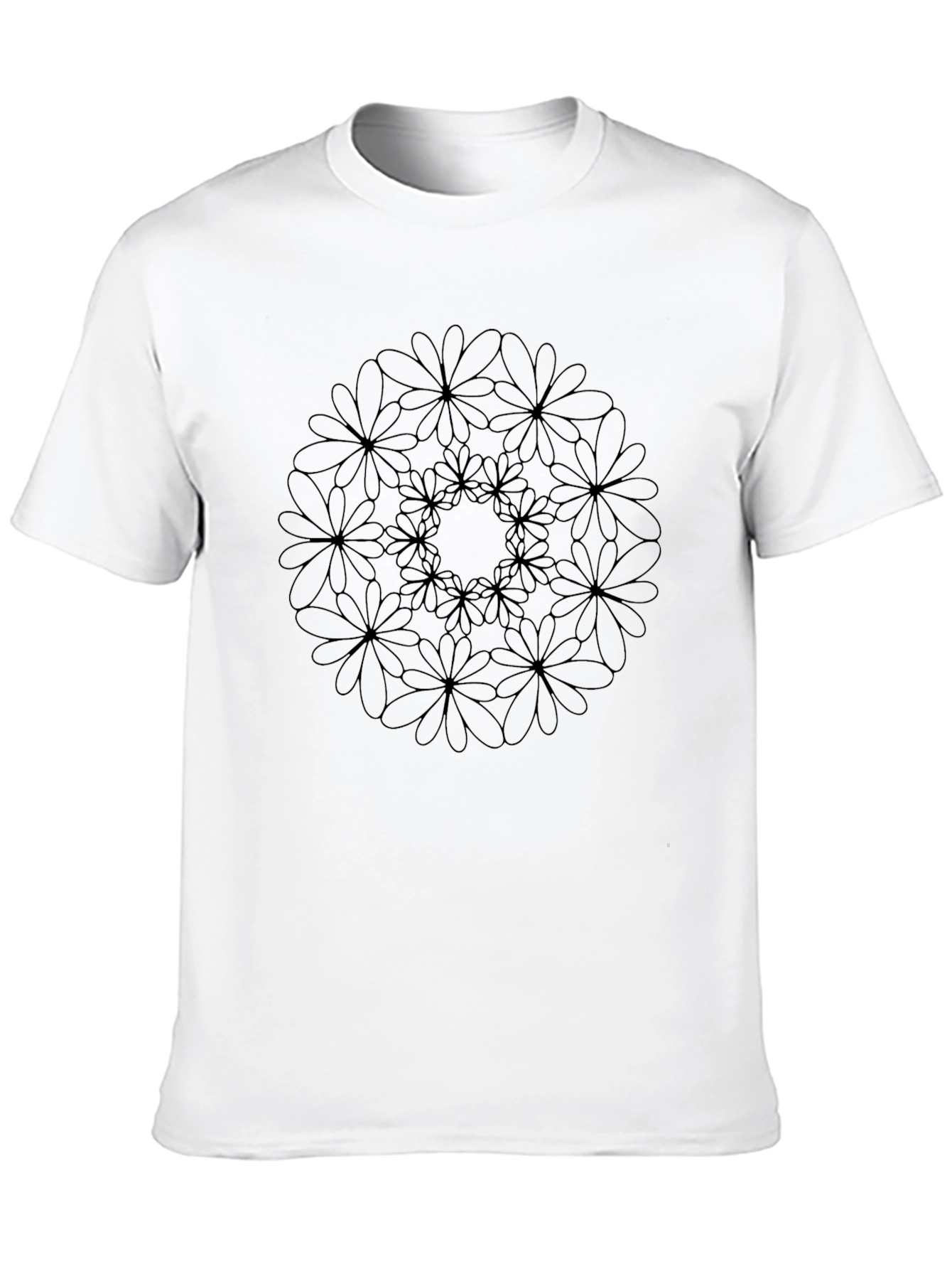 Floral Mandala Black T-Shirt - Unique Design