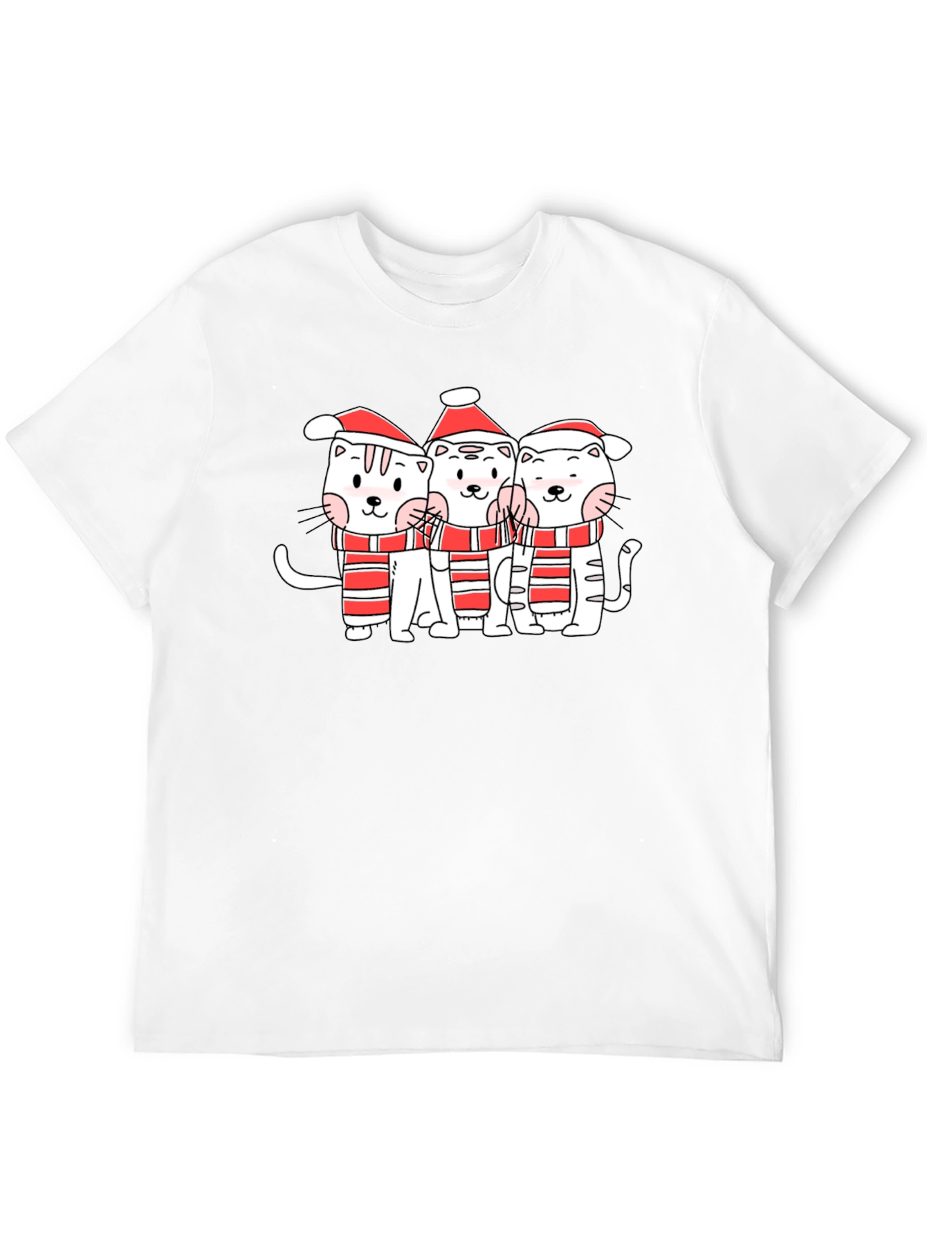Festive Kitty Crew T-Shirt - Holiday Cheer