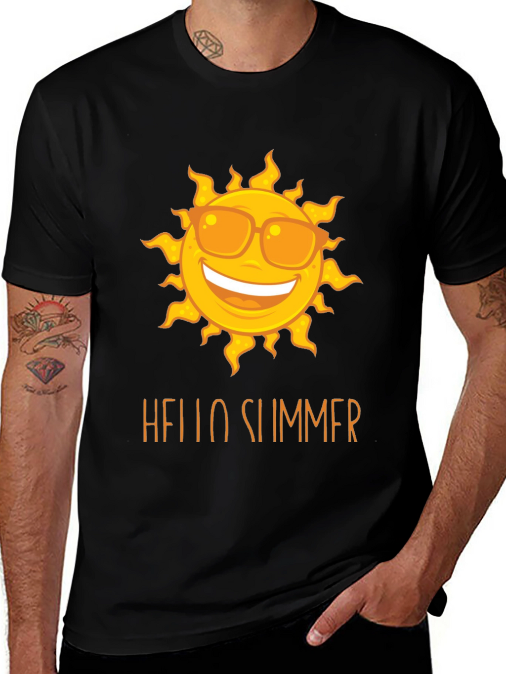 Hello Summer Sun Graphic Tee - Black