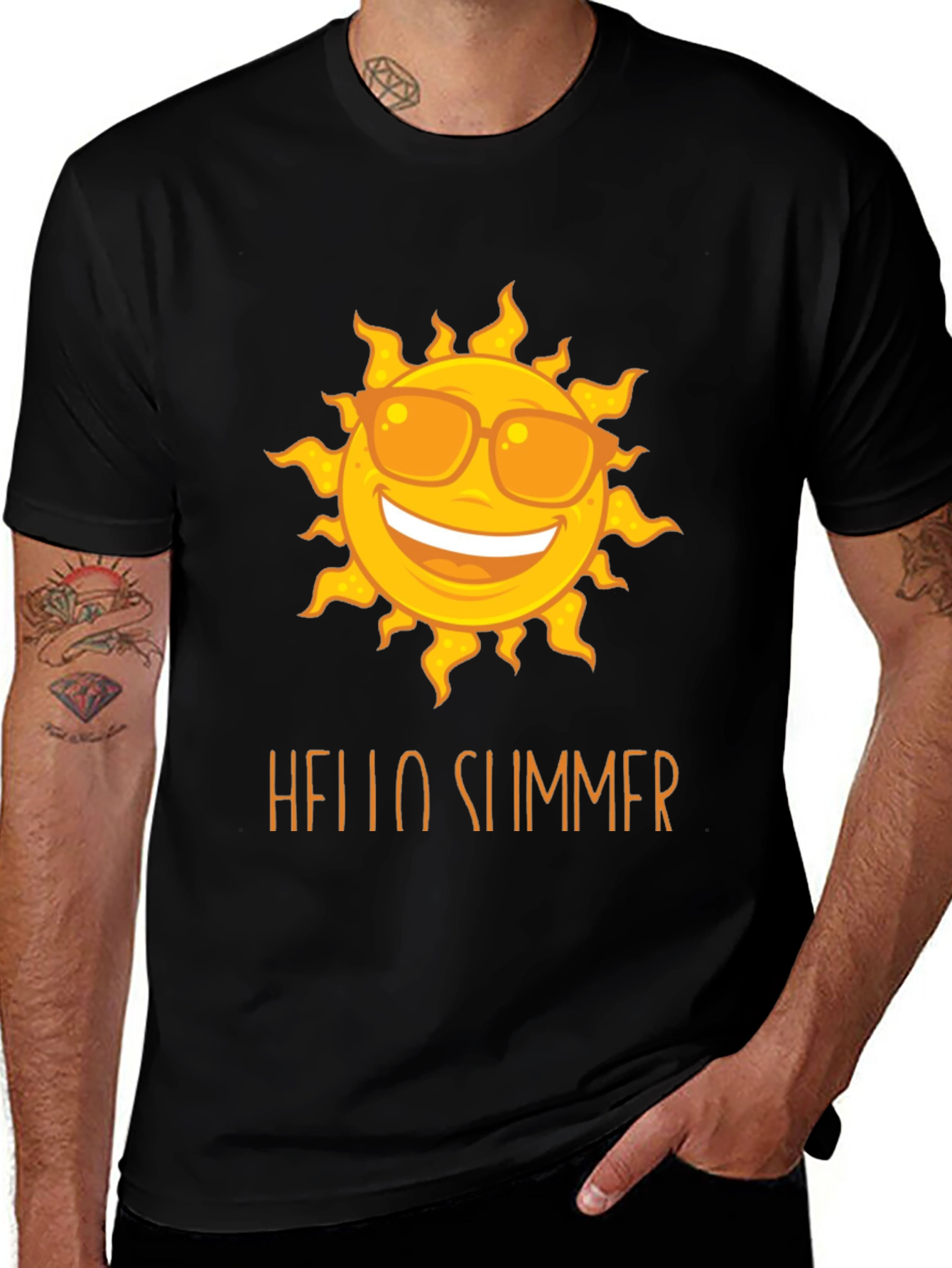 Hello Summer Sun Graphic Tee - Black