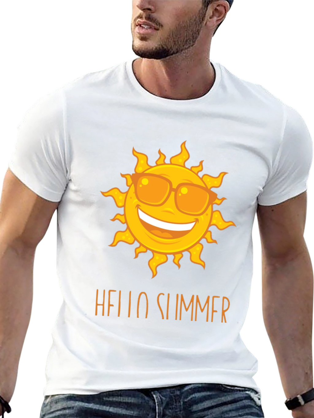 Hello Summer Sun Graphic Tee - Black