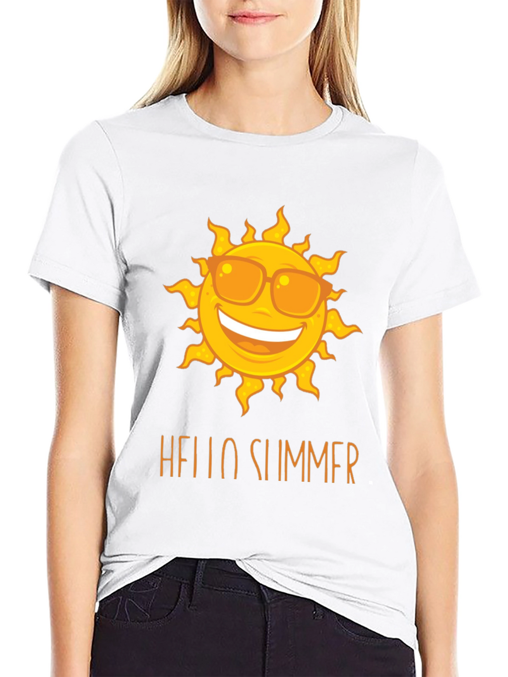 Hello Summer Sun Graphic Tee - Black