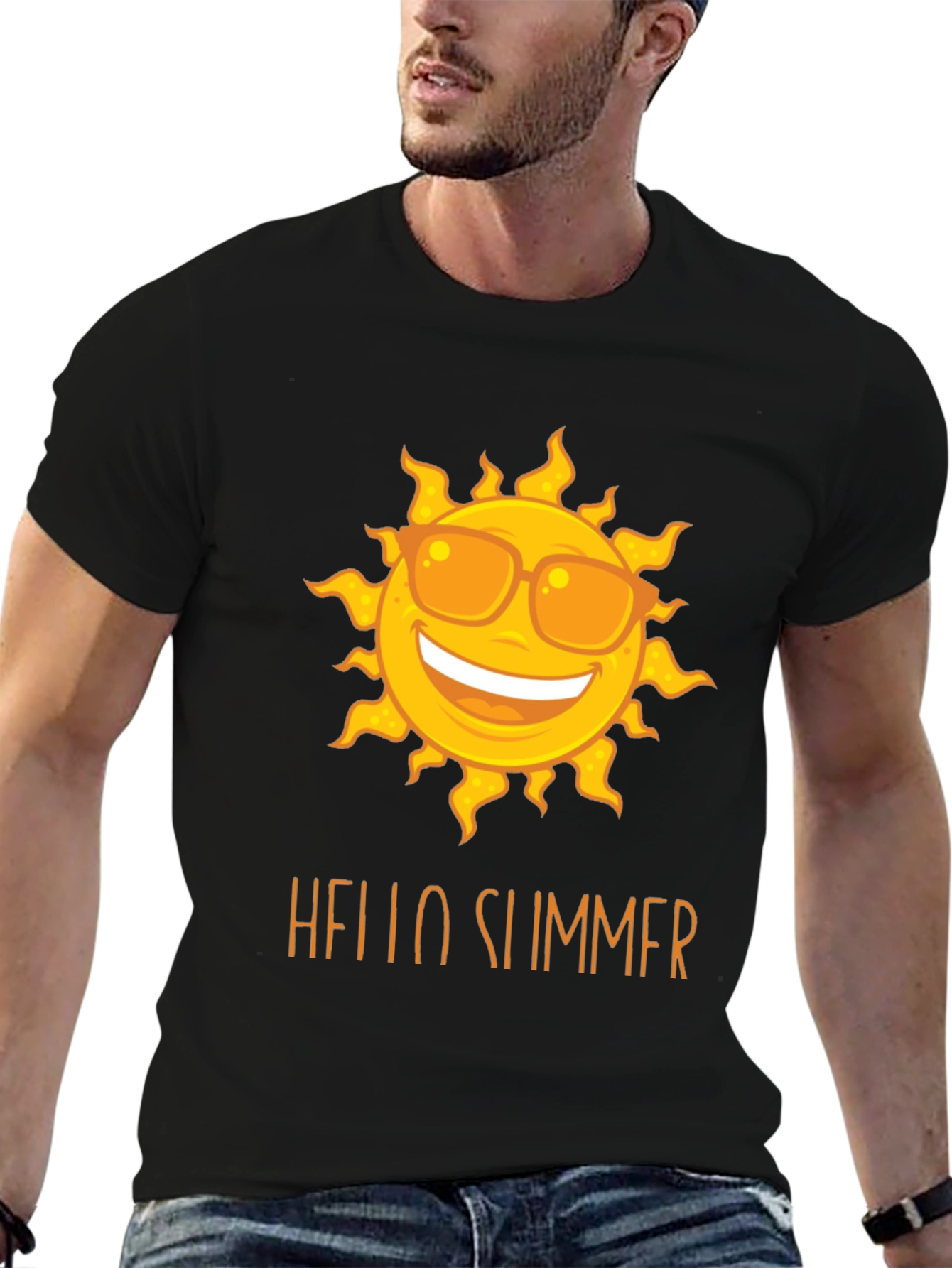 Hello Summer Sun Graphic Tee - Black