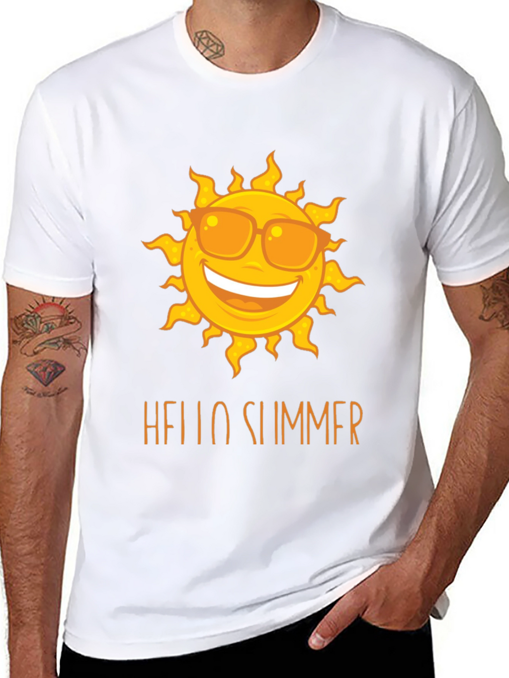 Hello Summer Sun Graphic Tee - Black