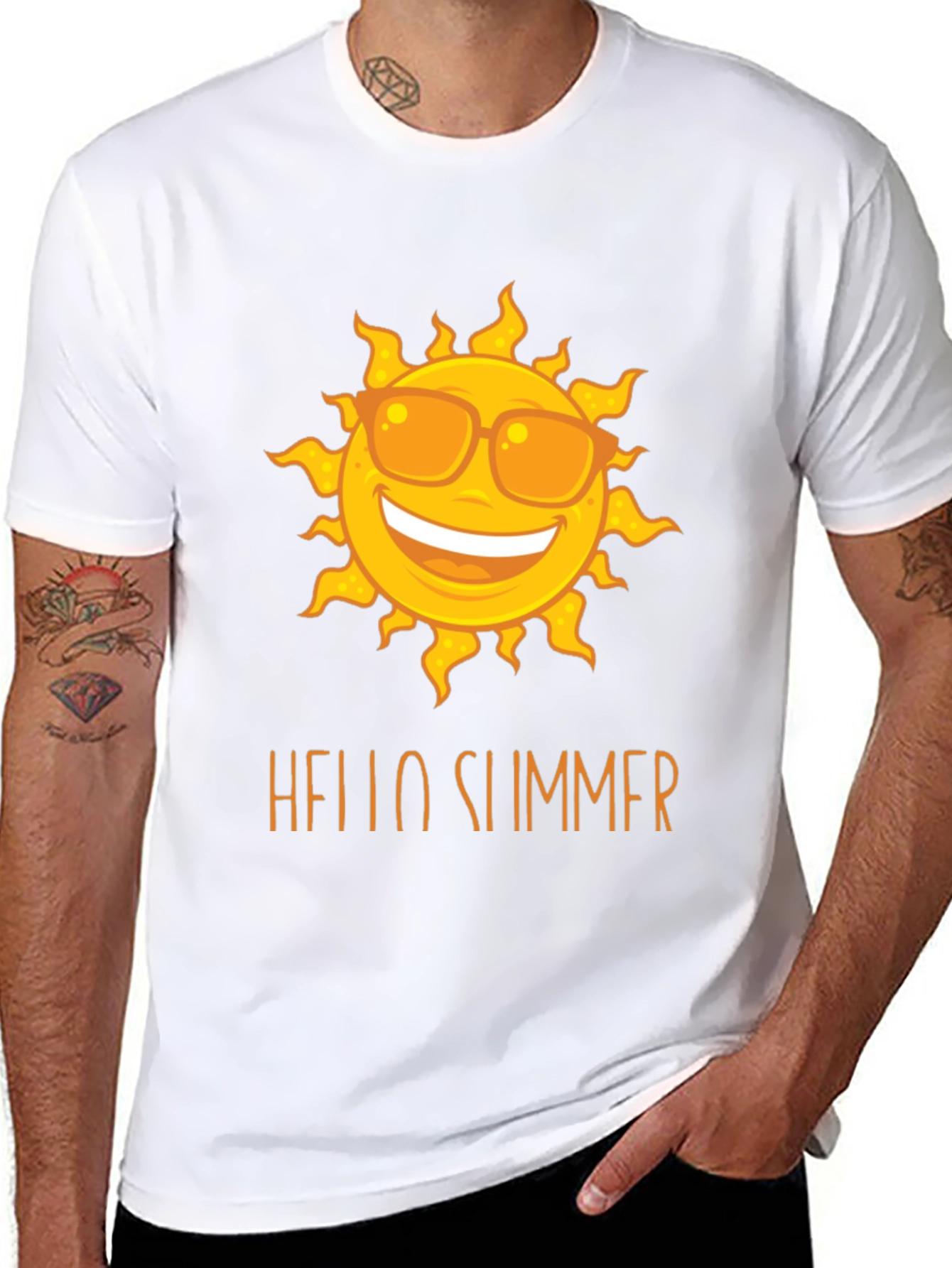 Hello Summer Sun Graphic Tee - Black