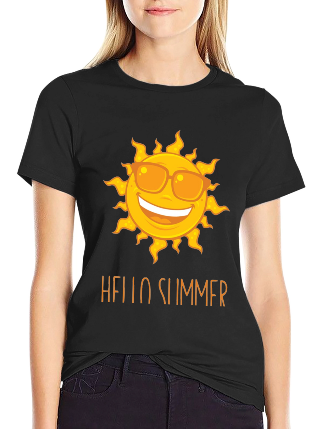 Hello Summer Sun Graphic Tee - Black