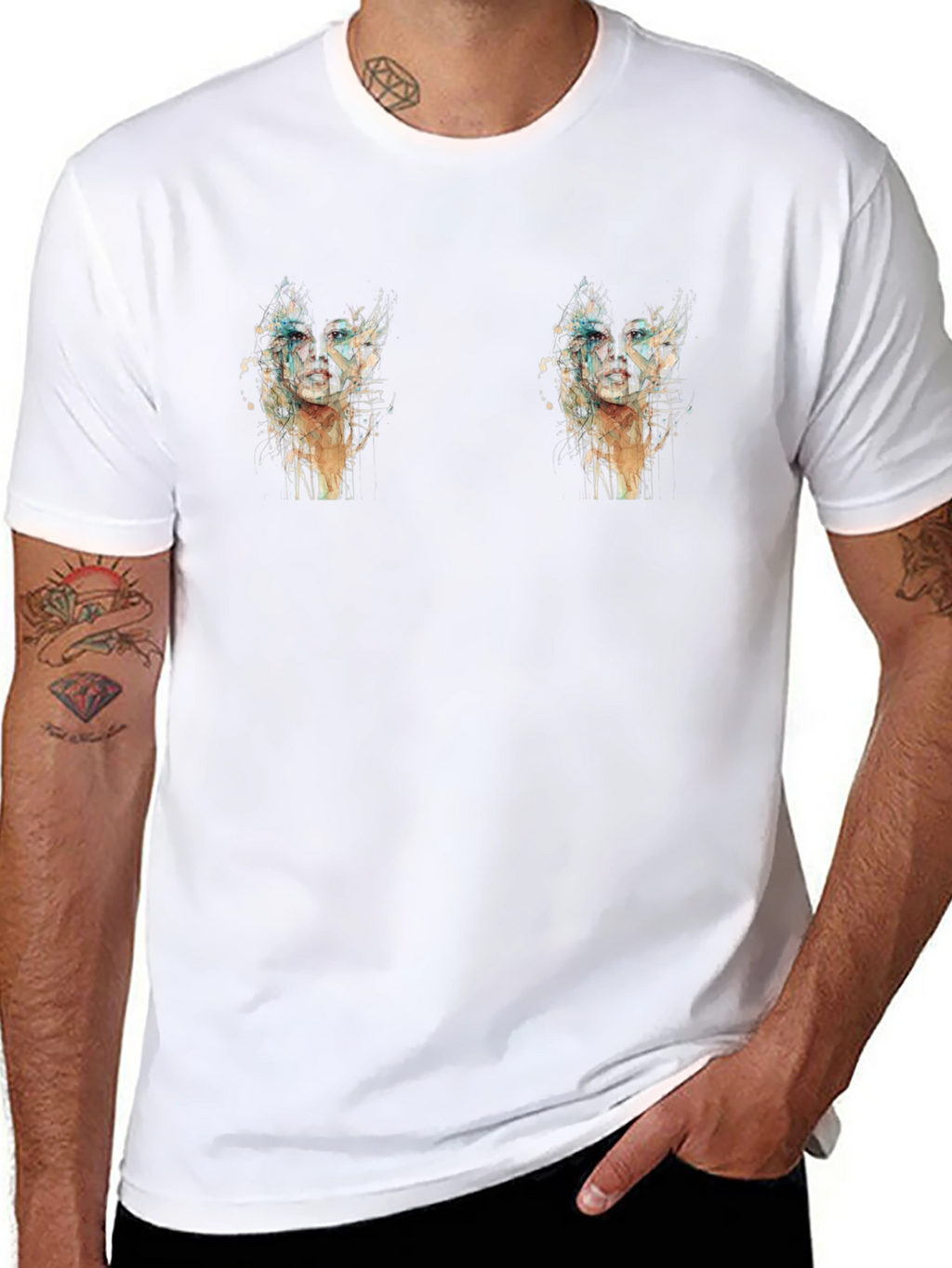 Mens Graphic Black T-Shirt - Cactus Design