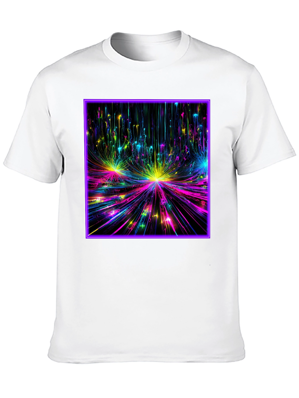 Abstract Neon Burst Graphic Tee - Black