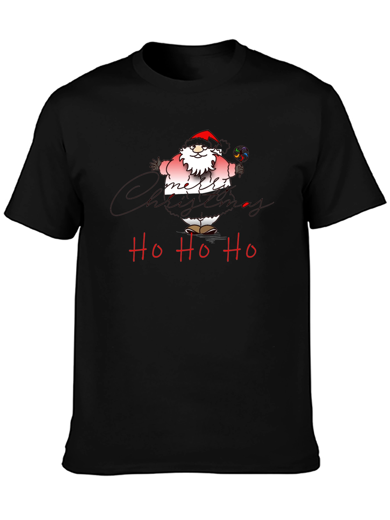 Christmas Santa Ho Ho Ho Black T-Shirt