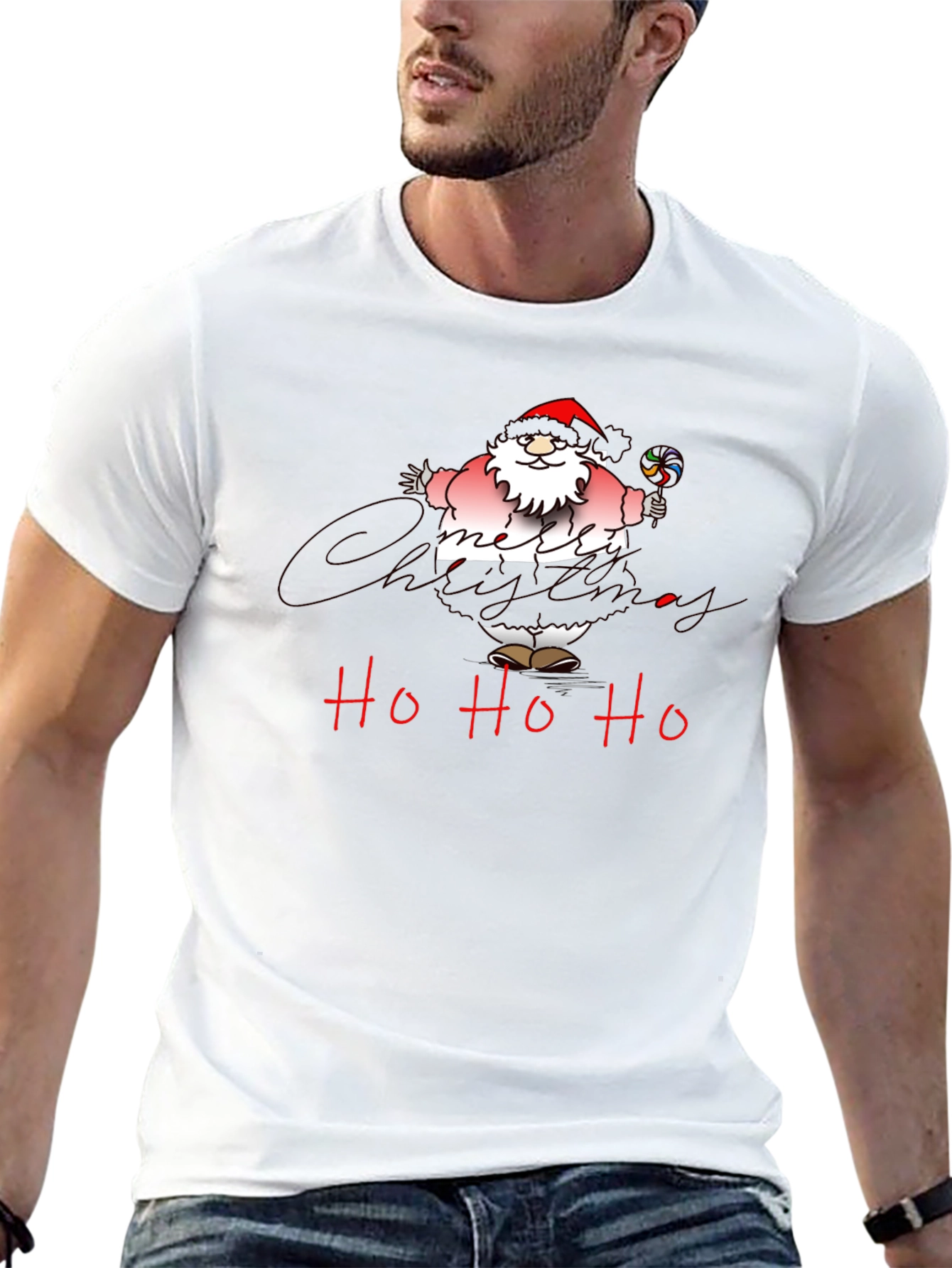Christmas Santa Ho Ho Ho Black T-Shirt