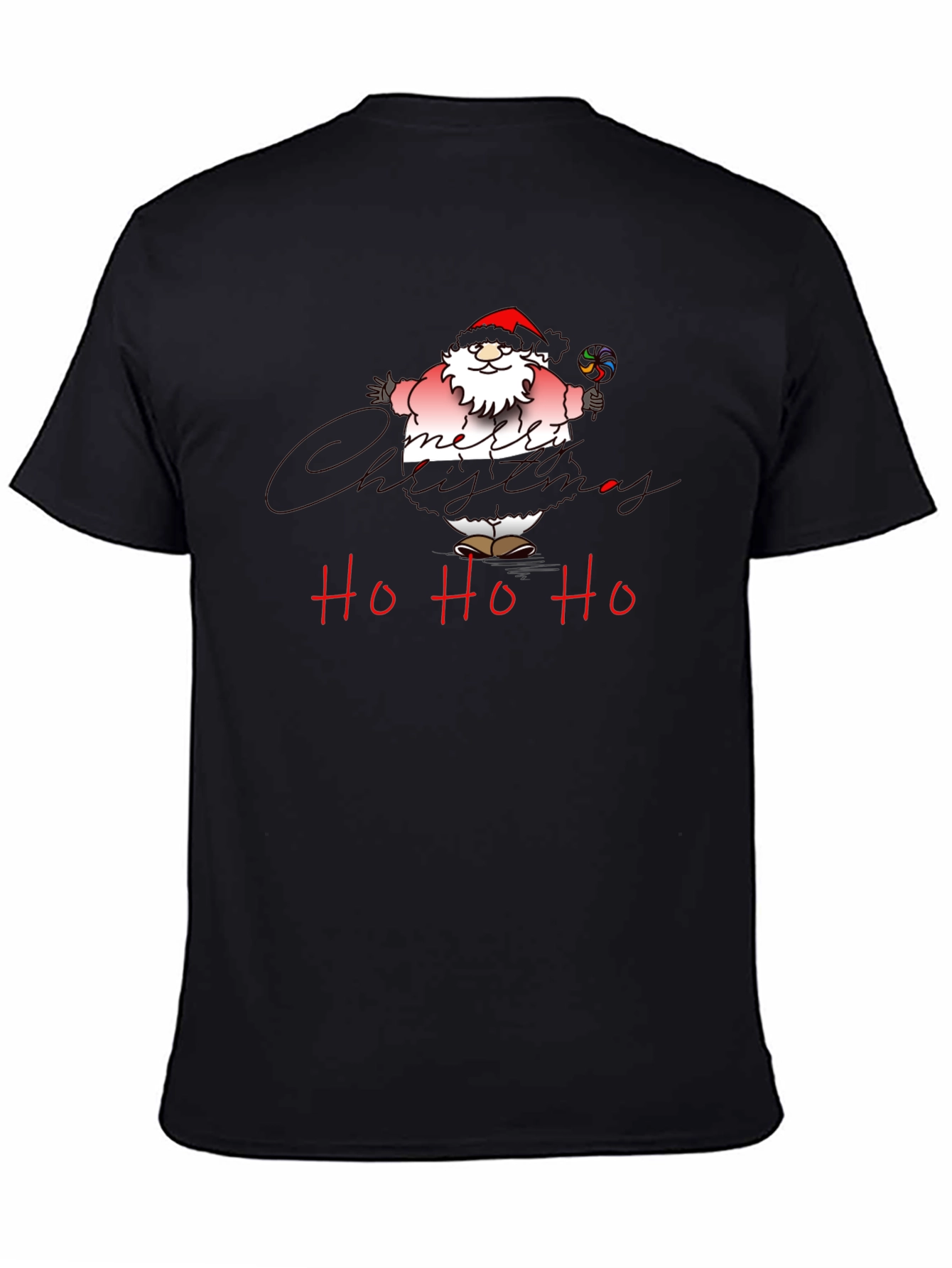 Christmas Santa Ho Ho Ho Black T-Shirt