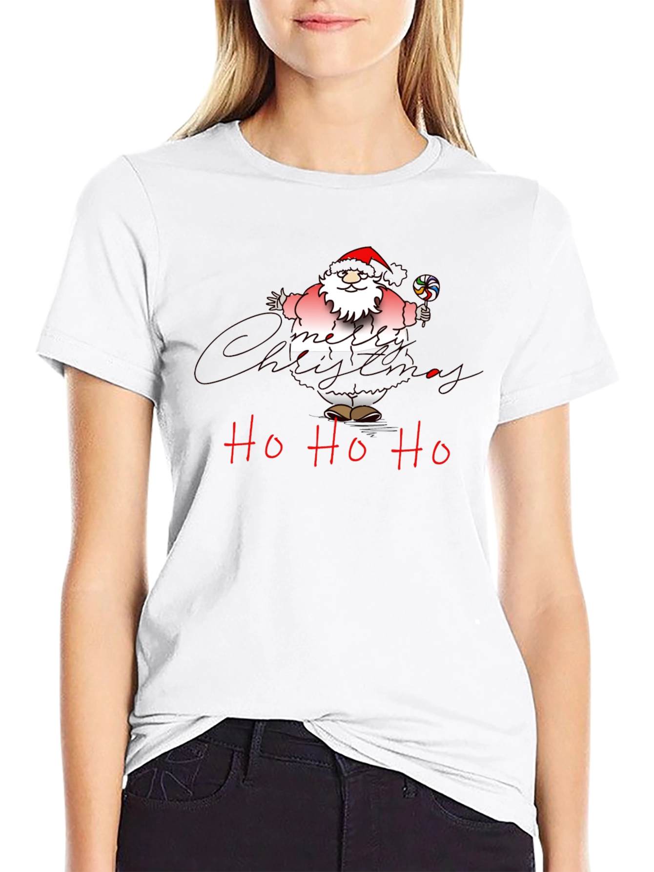 Christmas Santa Ho Ho Ho Black T-Shirt