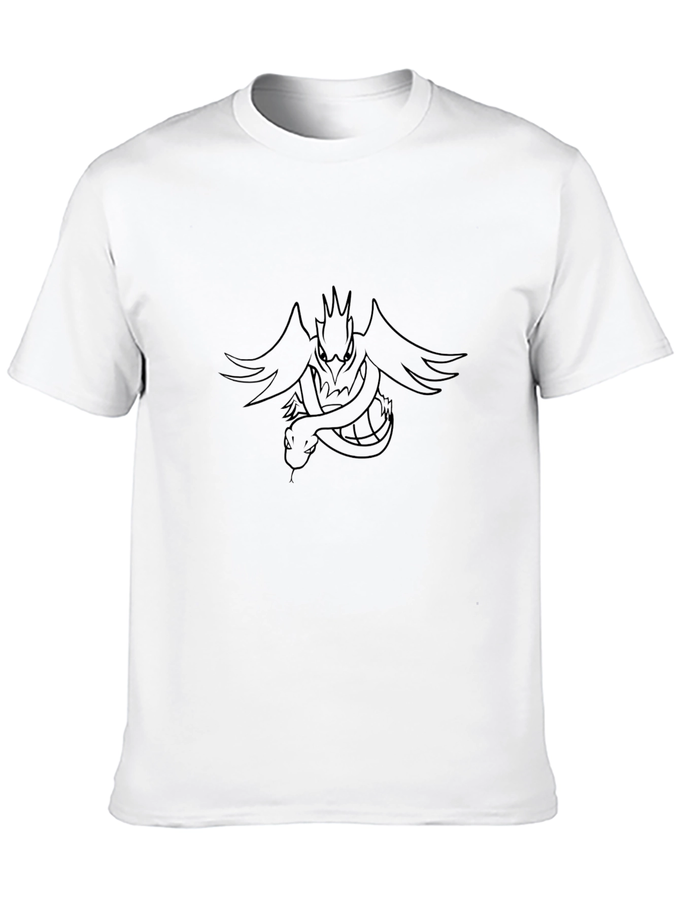 Mens Black T-Shirt with Dragon and Snake Graphic