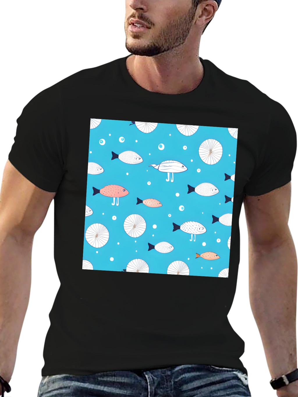Fun Fish Pattern Tee - Unique Aquatic Design