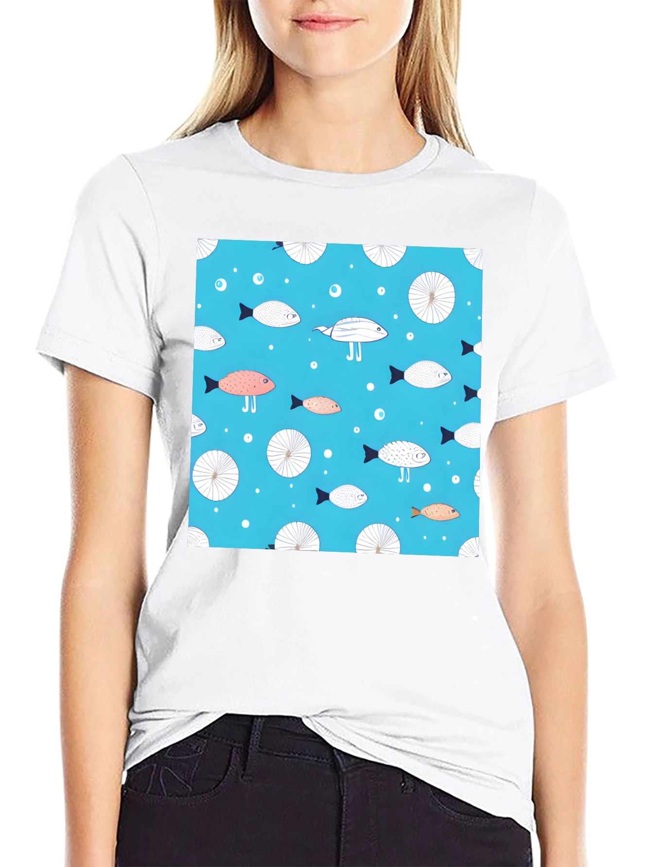 Fun Fish Pattern Tee - Unique Aquatic Design