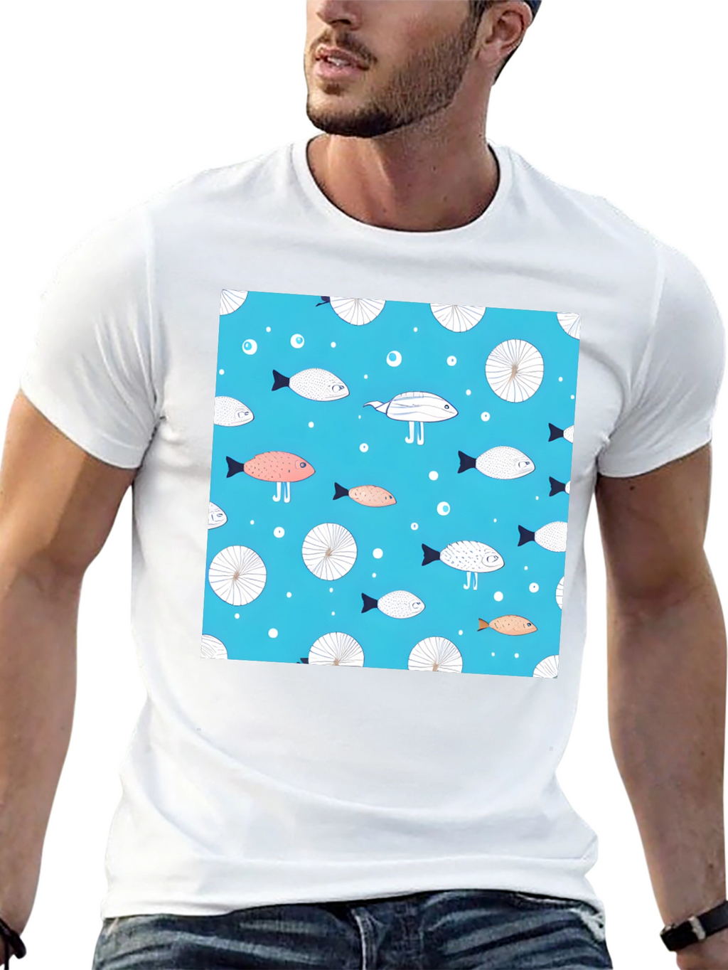Fun Fish Pattern Tee - Unique Aquatic Design