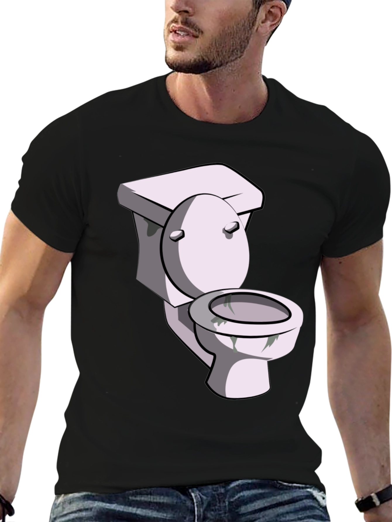 Toilet Humor Graphic Tee - Black Cotton T-Shirt