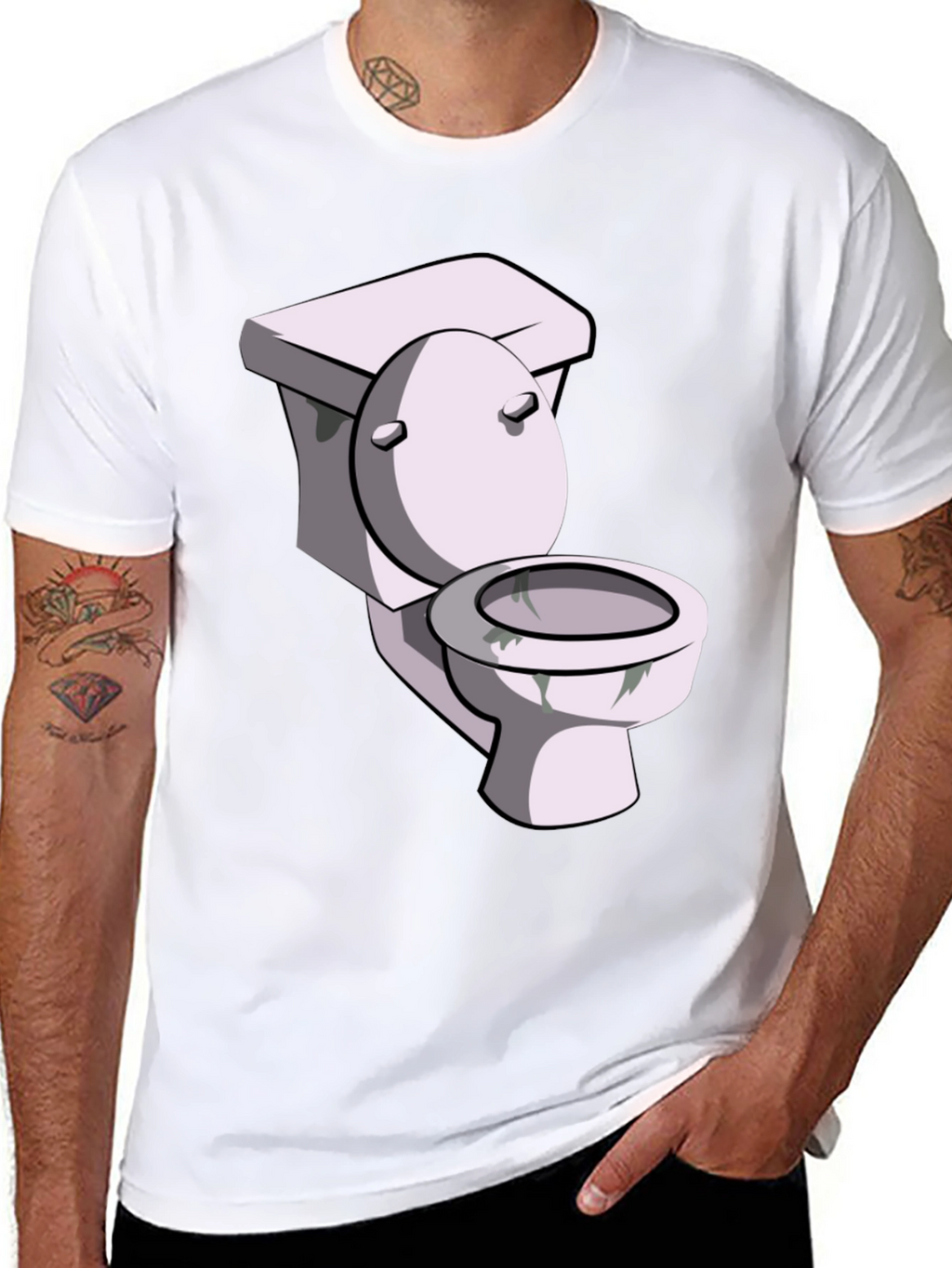 Toilet Humor Graphic Tee - Black Cotton T-Shirt