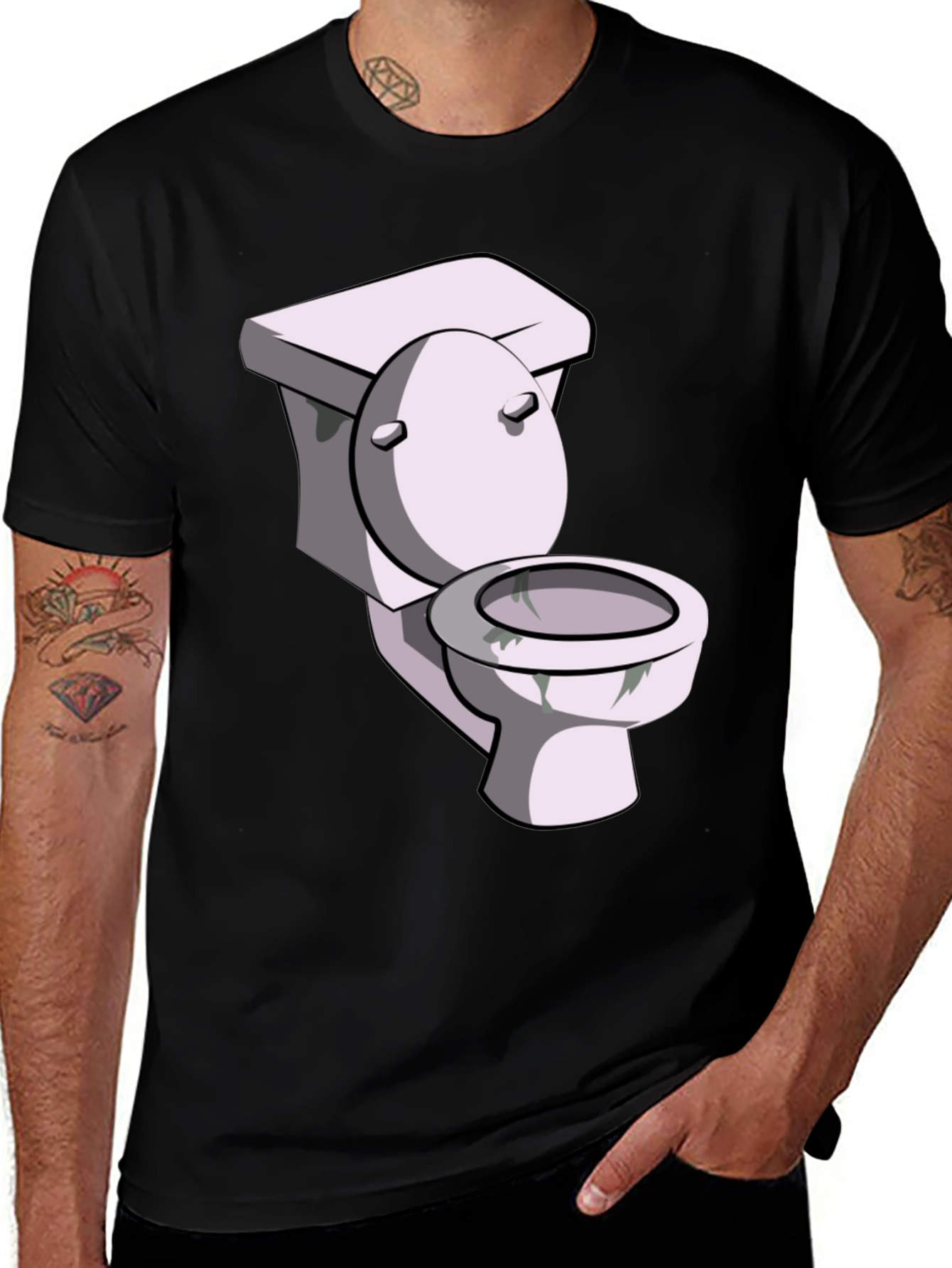 Toilet Humor Graphic Tee - Black Cotton T-Shirt