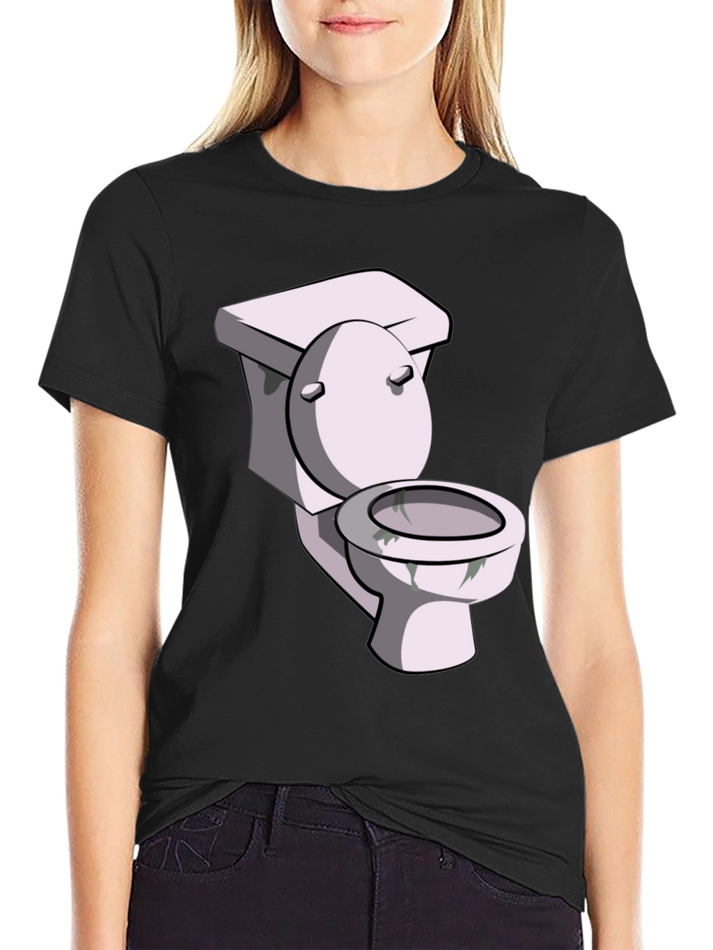 Toilet Humor Graphic Tee - Black Cotton T-Shirt