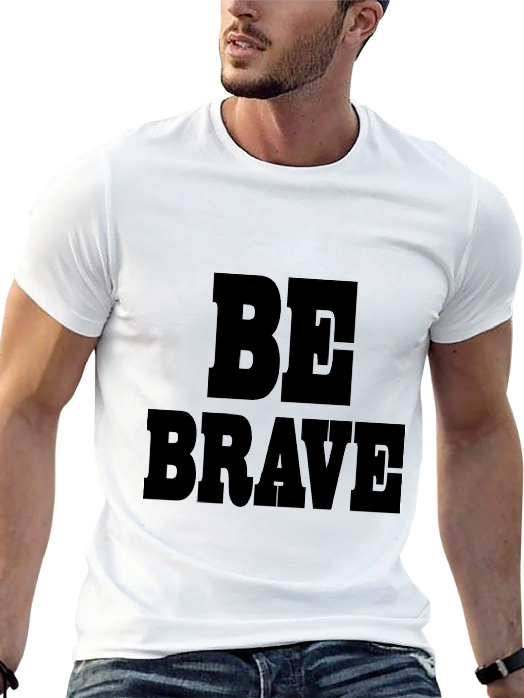Be Brave Mens Black Graphic T-Shirt