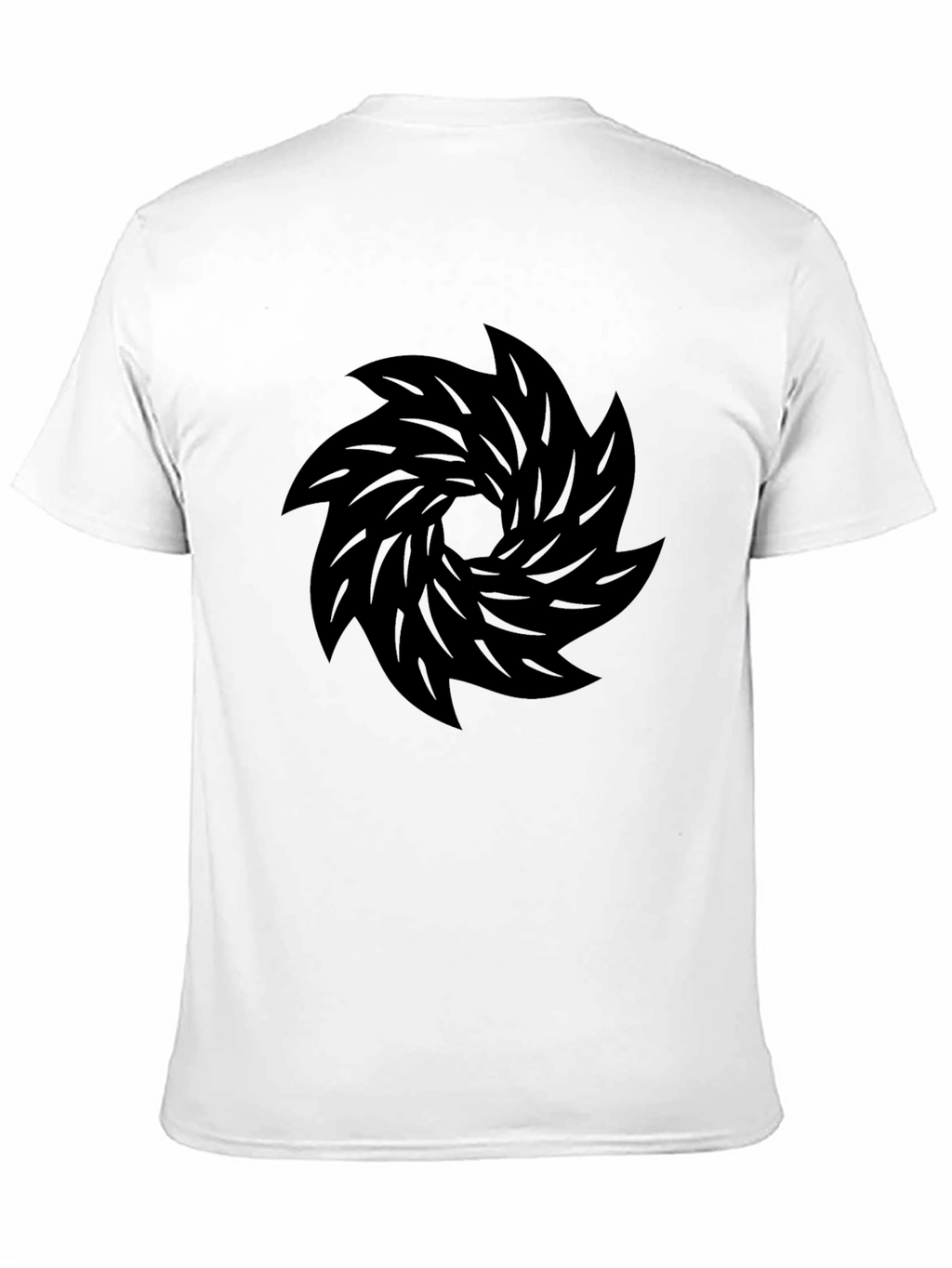 Black T-Shirt with Abstract Whirlwind Design