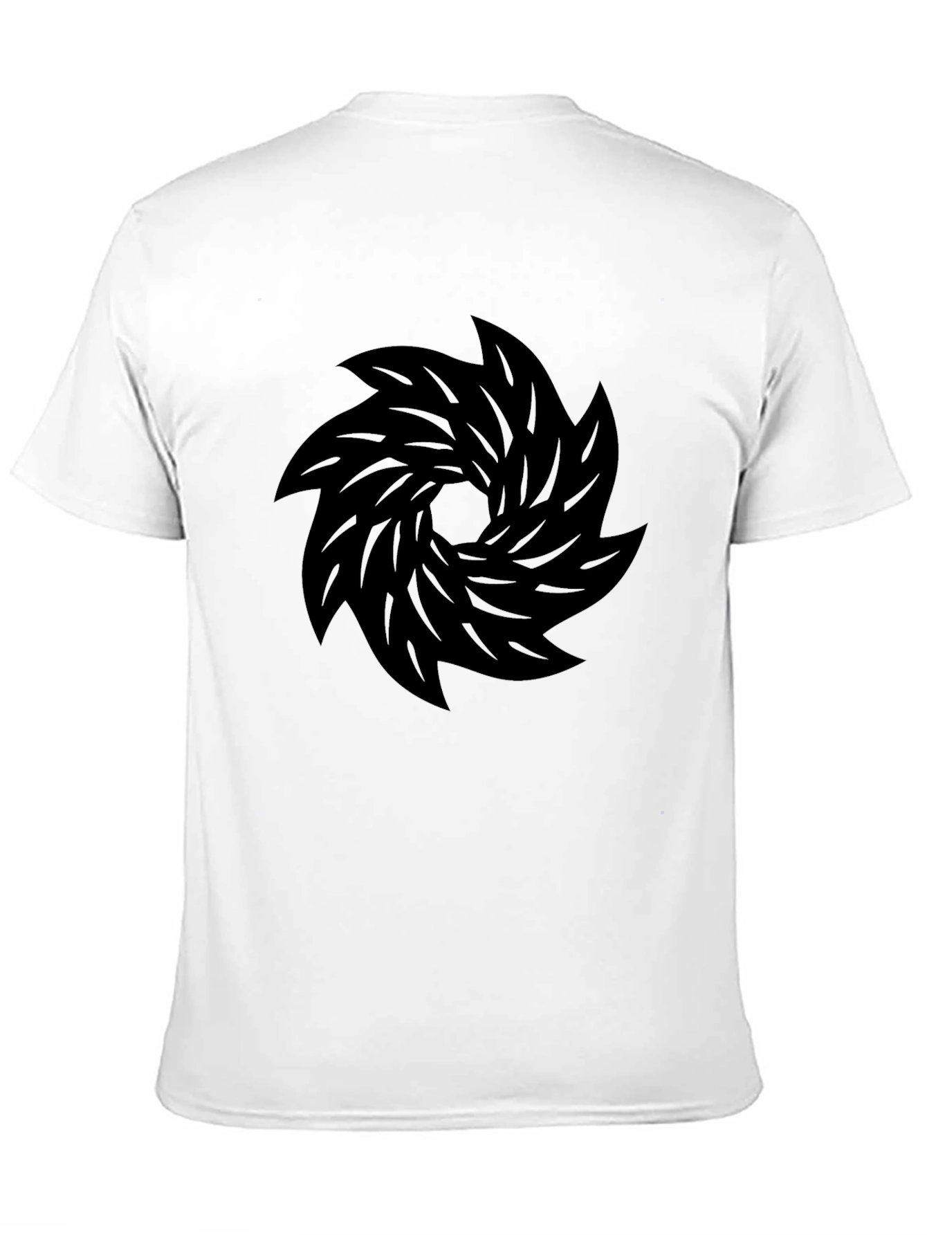Black T-Shirt with Abstract Whirlwind Design