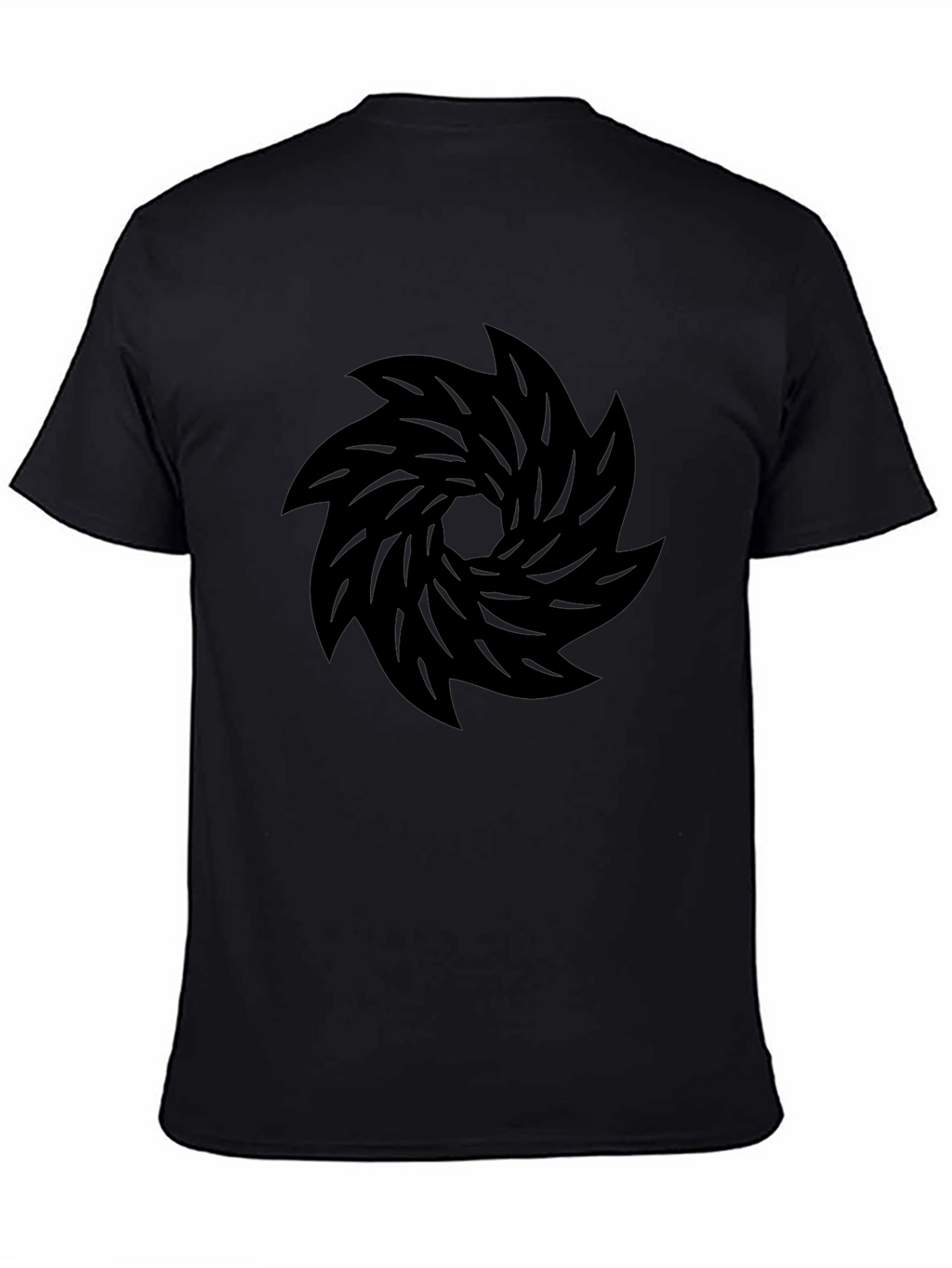 Black T-Shirt with Abstract Whirlwind Design