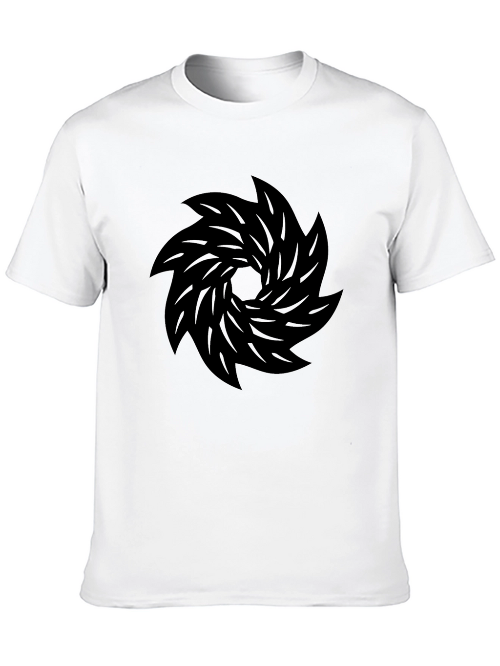 Black T-Shirt with Abstract Whirlwind Design