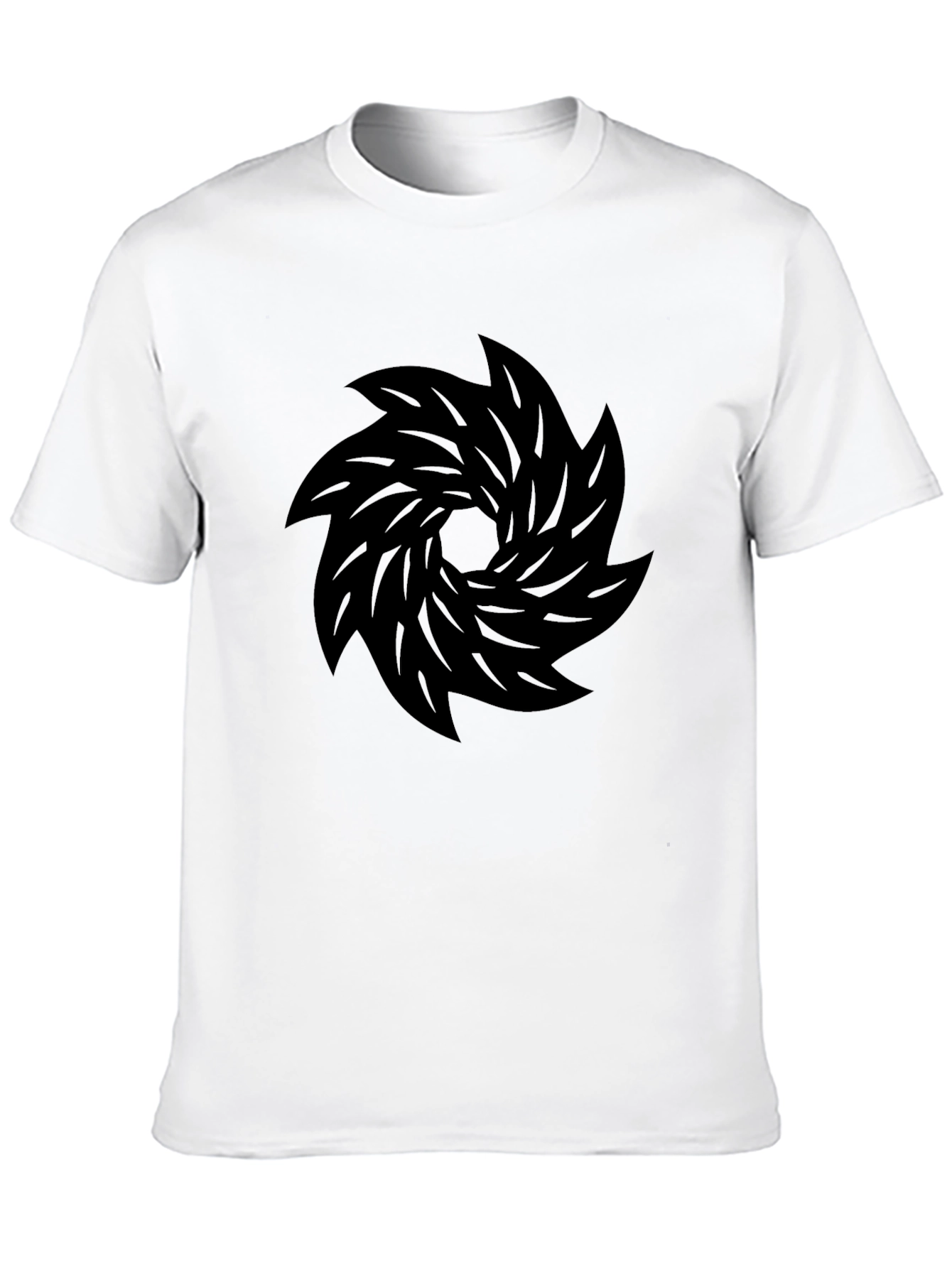 Black T-Shirt with Abstract Whirlwind Design