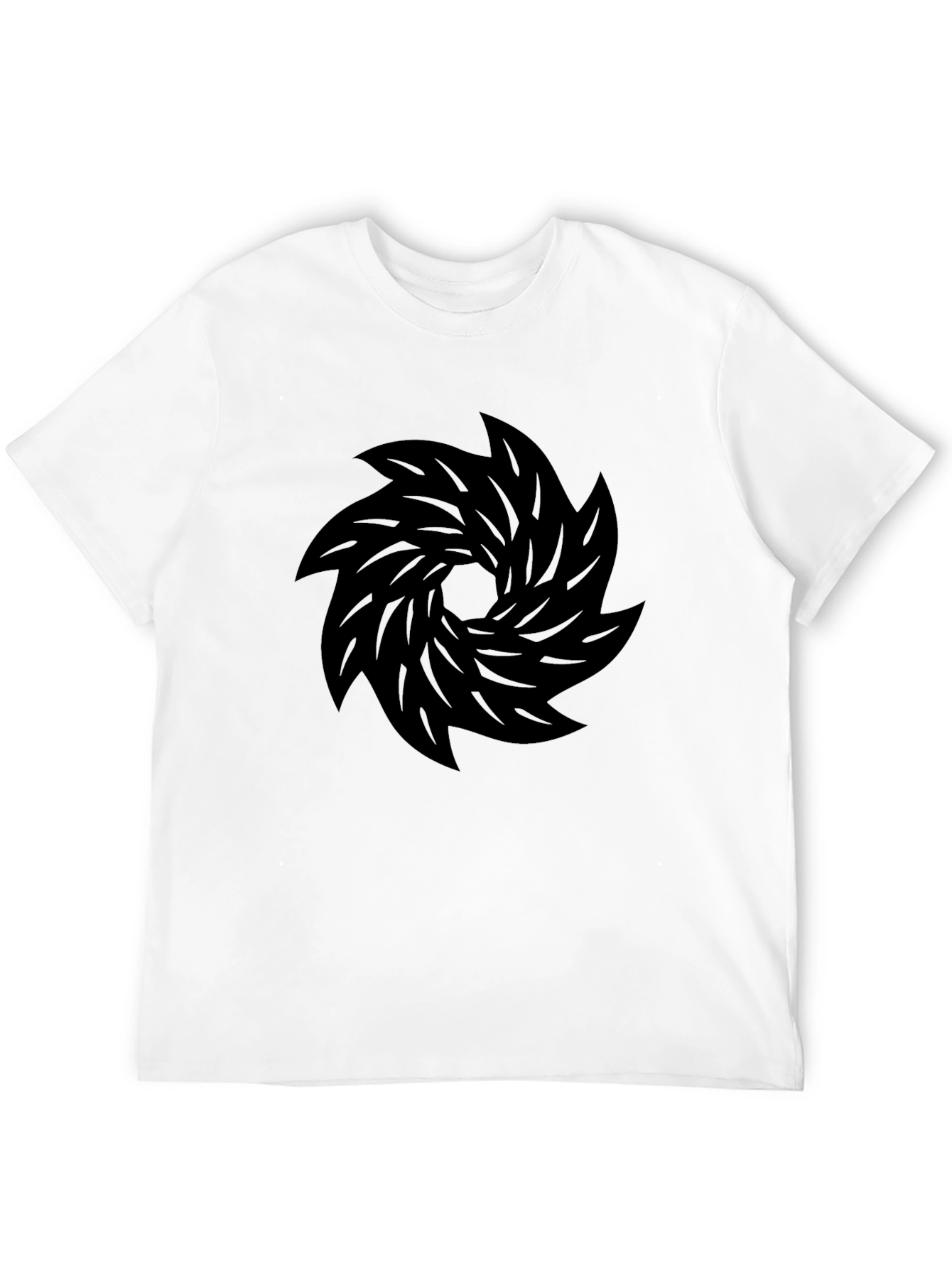 Black T-Shirt with Abstract Whirlwind Design