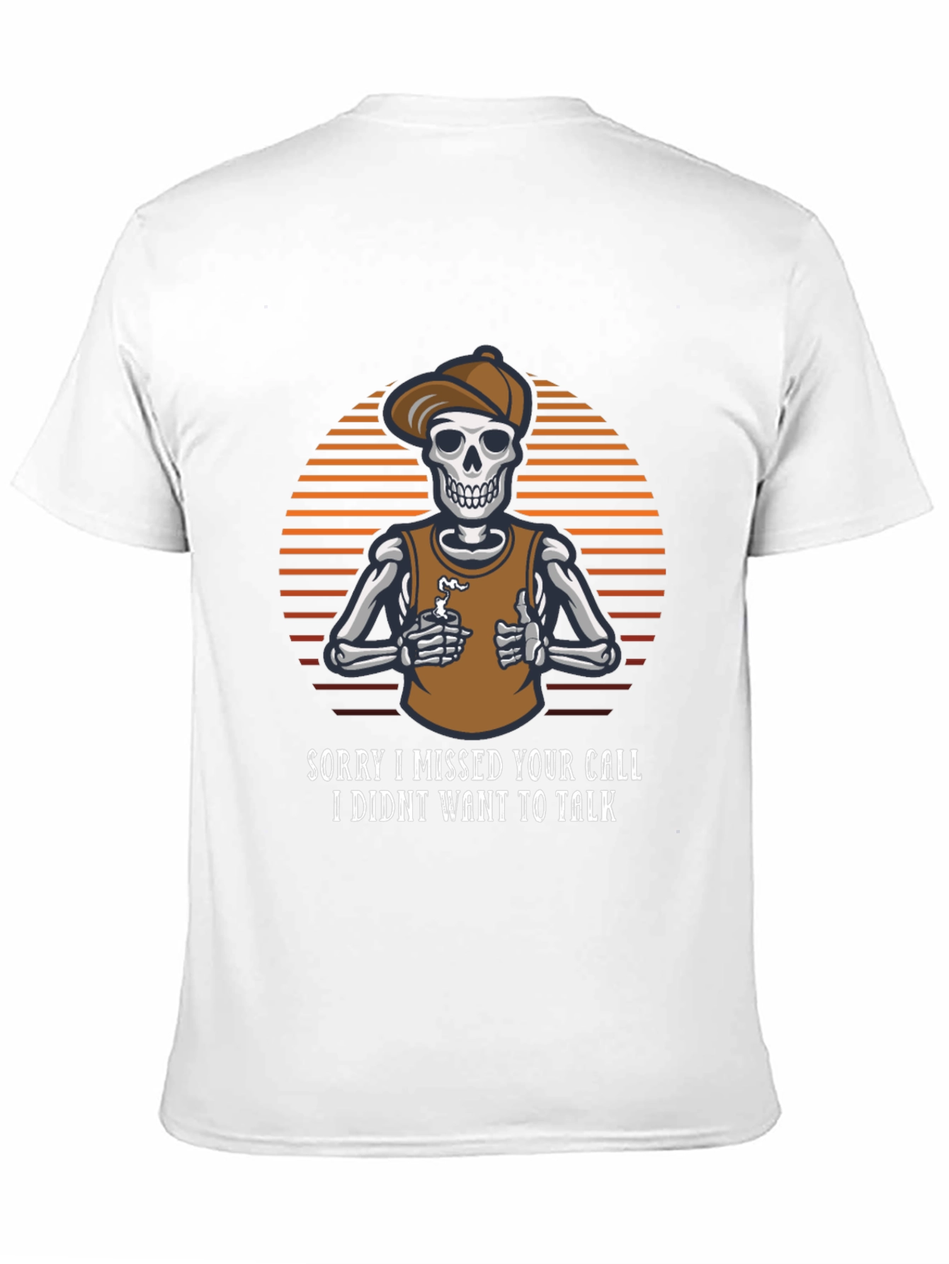 Funny Skeleton Missed Call Graphic Tee