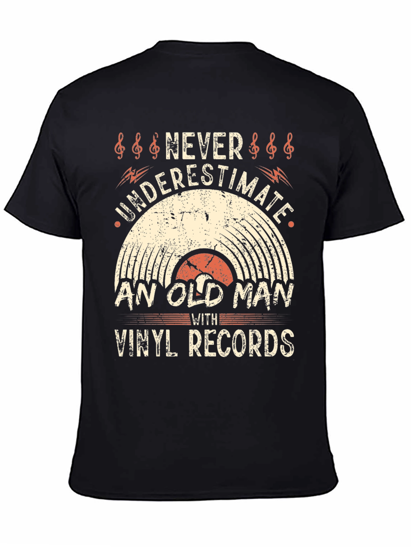 Never Underestimate Old Man with Vinyl Records T-Shirt