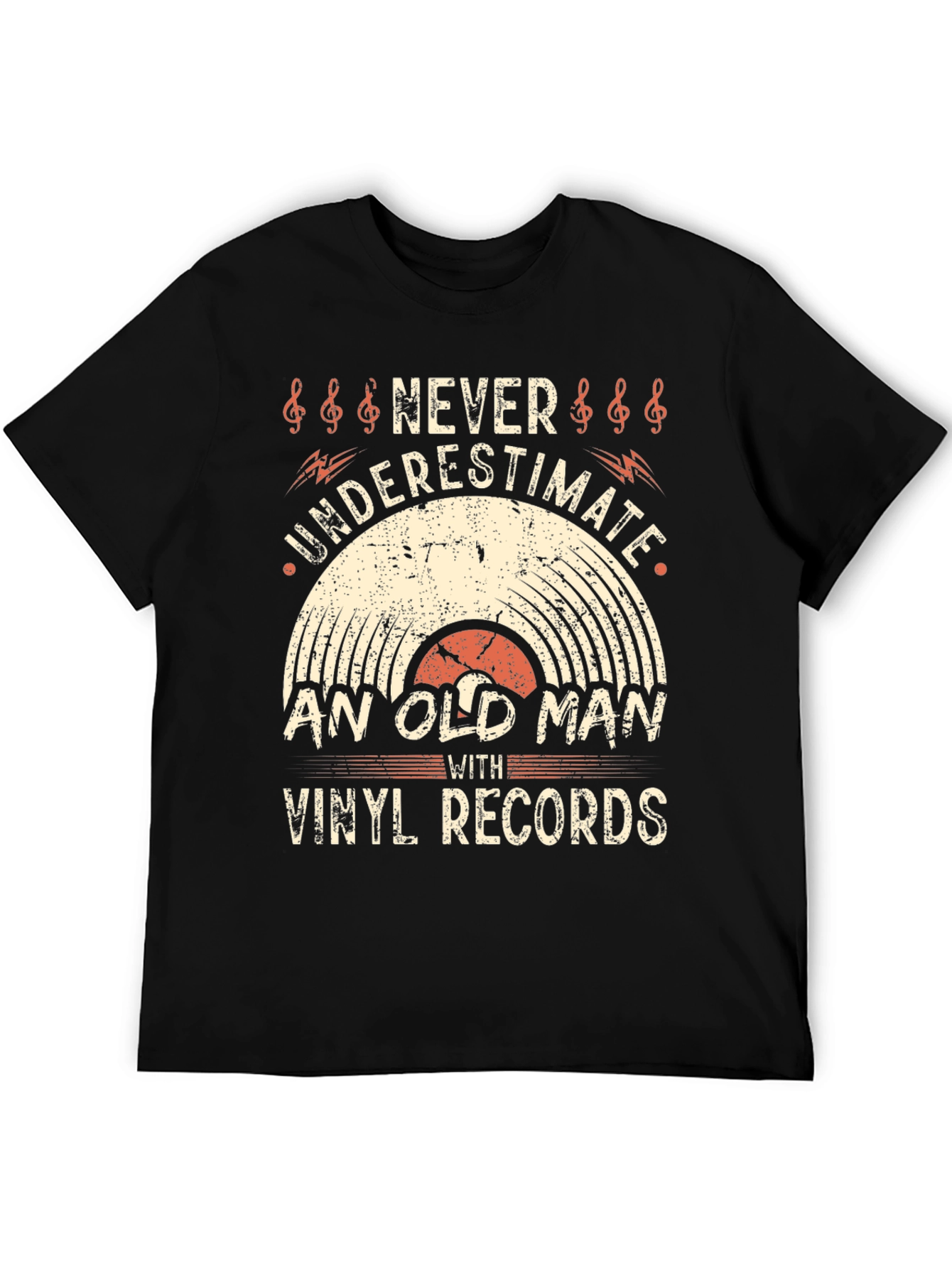 Never Underestimate Old Man with Vinyl Records T-Shirt