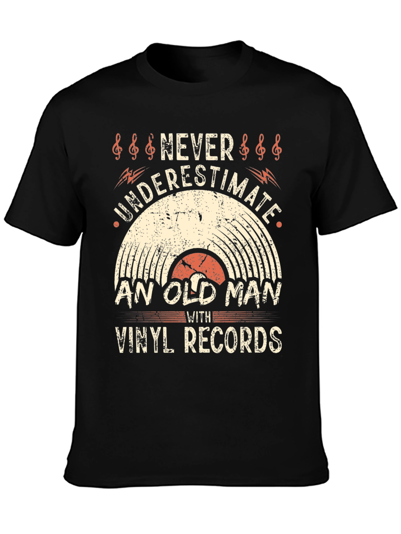 Never Underestimate Old Man with Vinyl Records T-Shirt