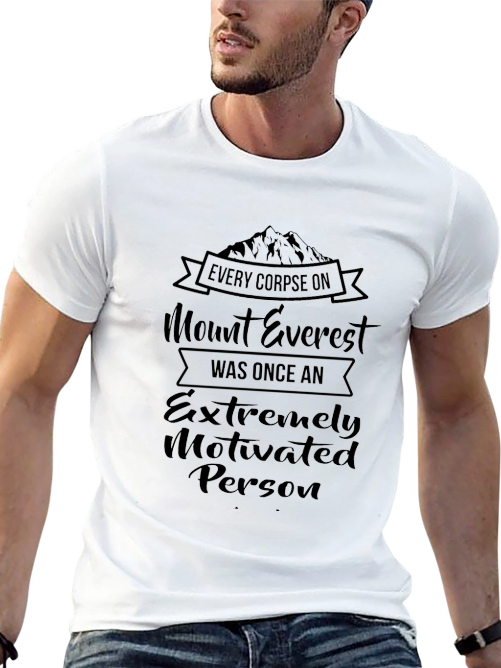 Mount Everest Motivated Person Graphic Tee - Black