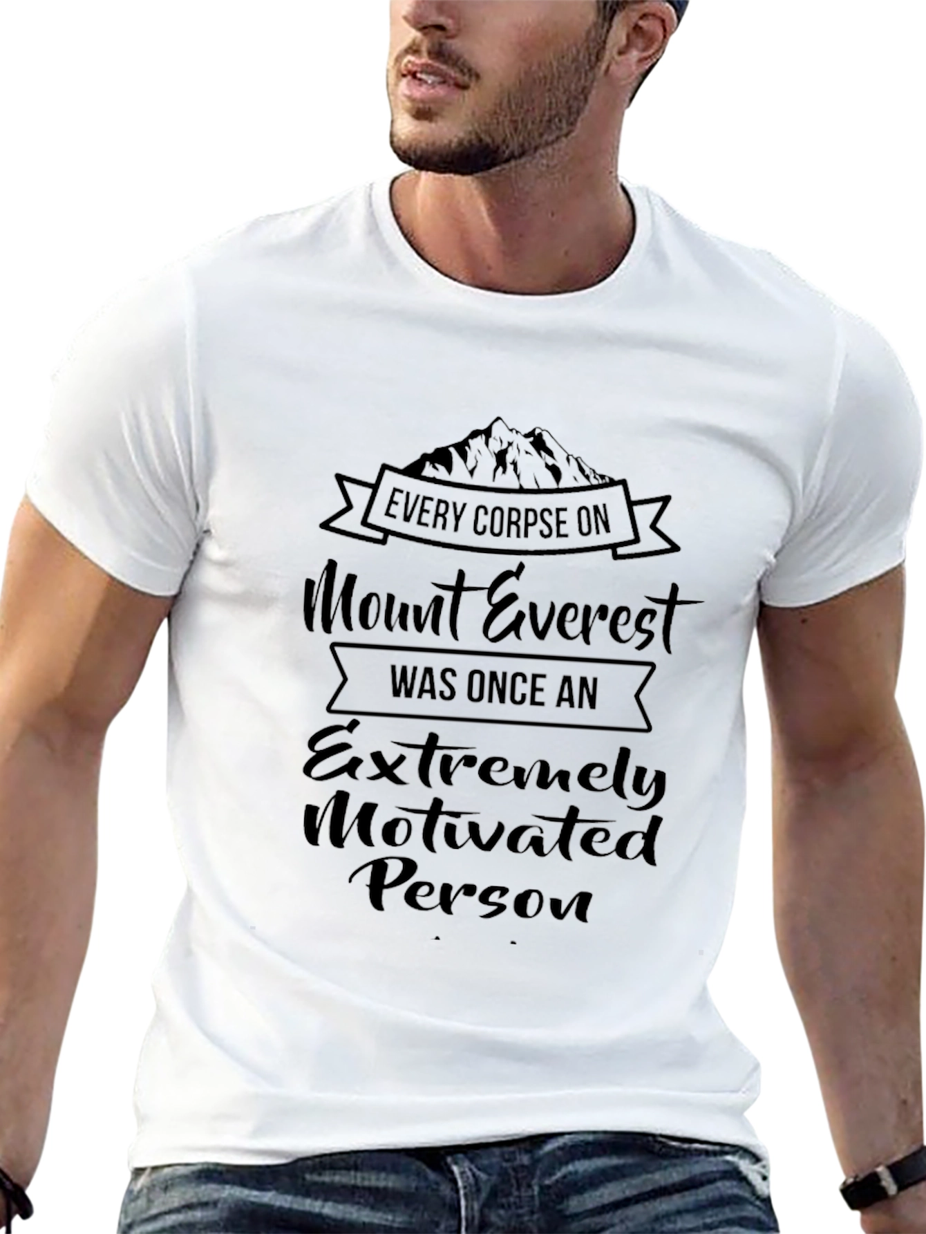 Mount Everest Motivated Person Graphic Tee - Black