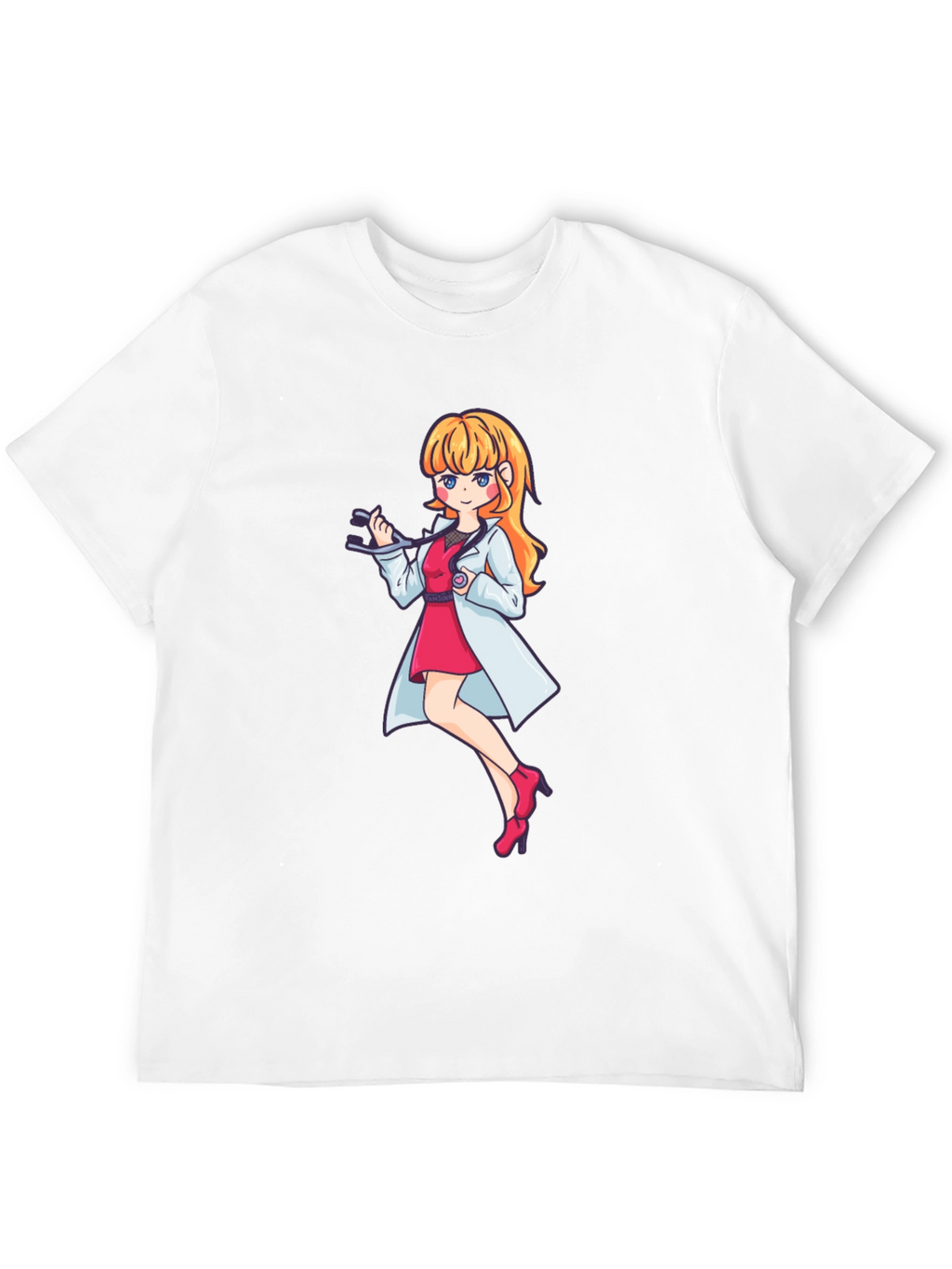 Anime Doctor Girl Graphic Black T-Shirt