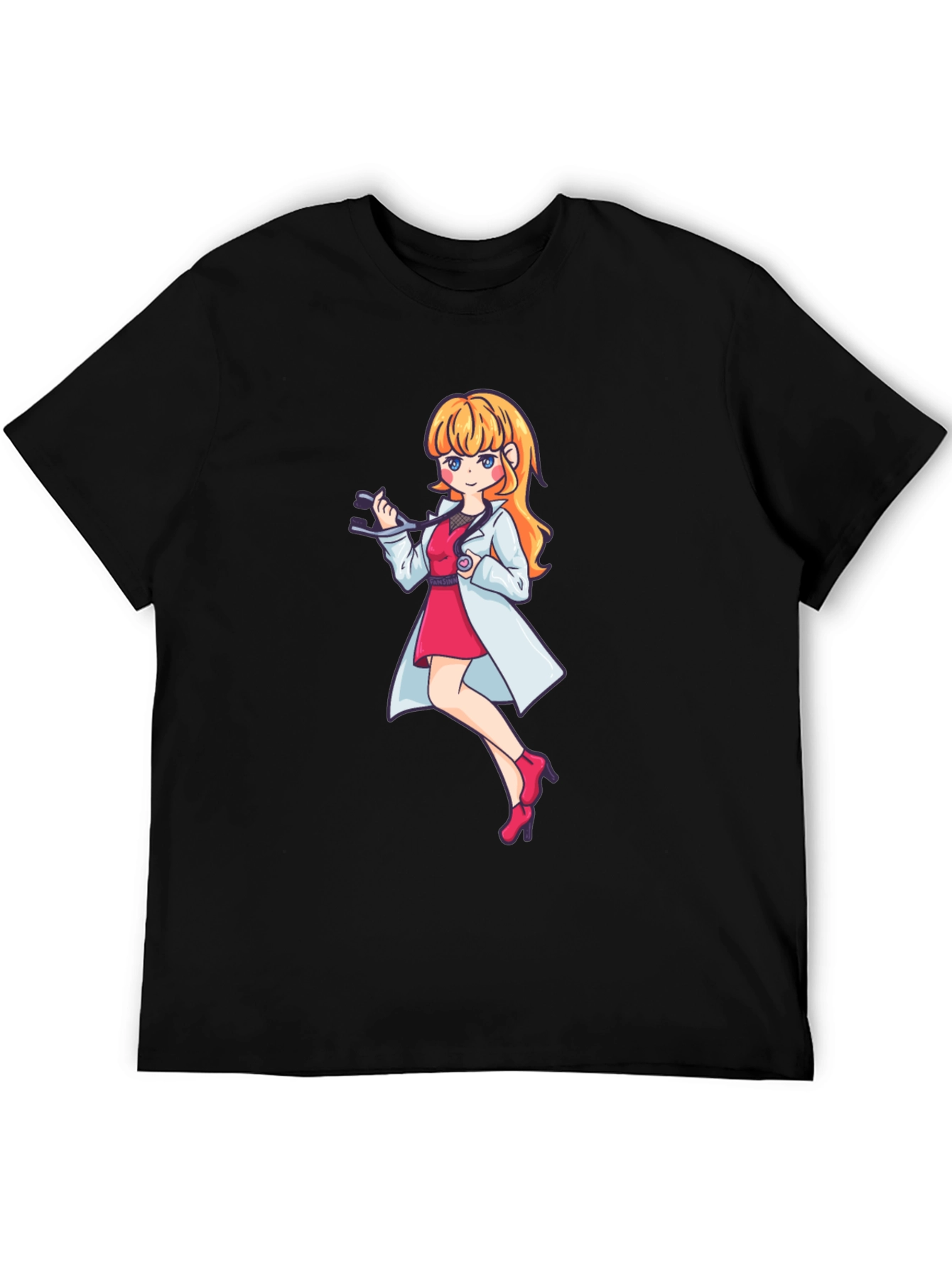 Anime Doctor Girl Graphic Black T-Shirt