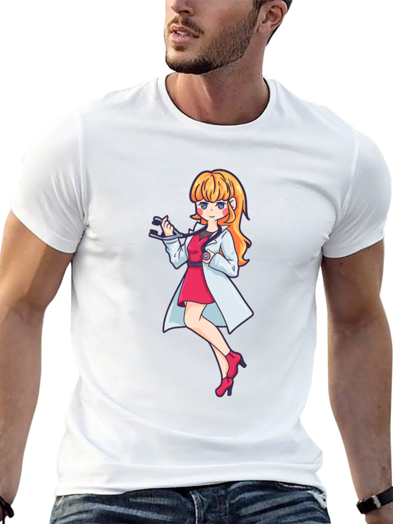 Anime Doctor Girl Graphic Black T-Shirt