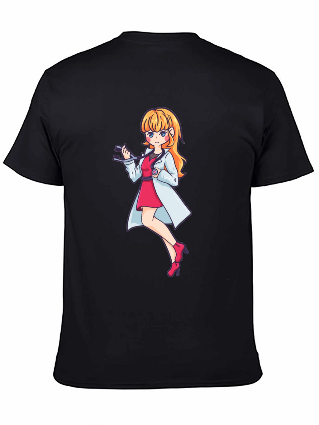 Anime Doctor Girl Graphic Black T-Shirt
