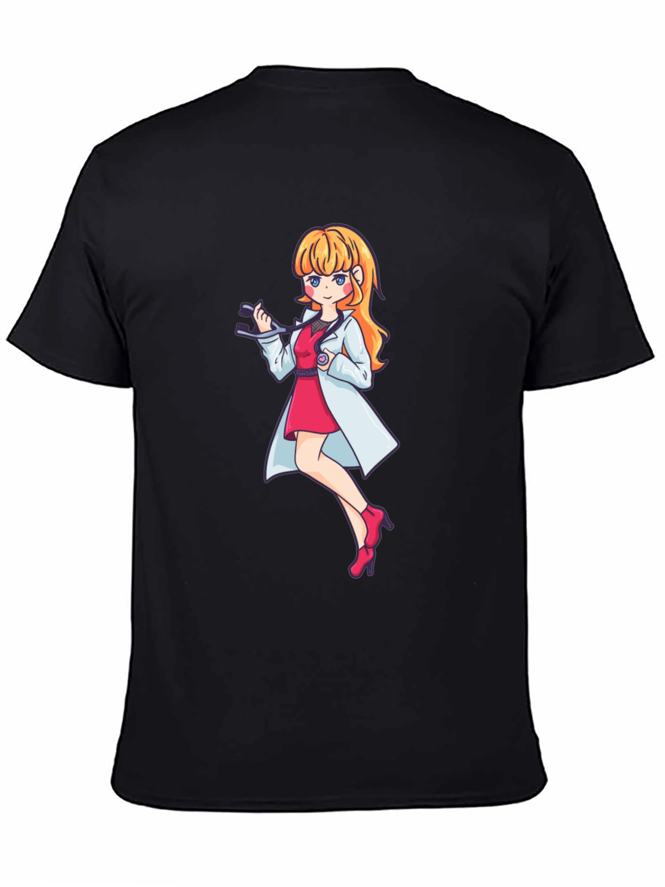 Anime Doctor Girl Graphic Black T-Shirt